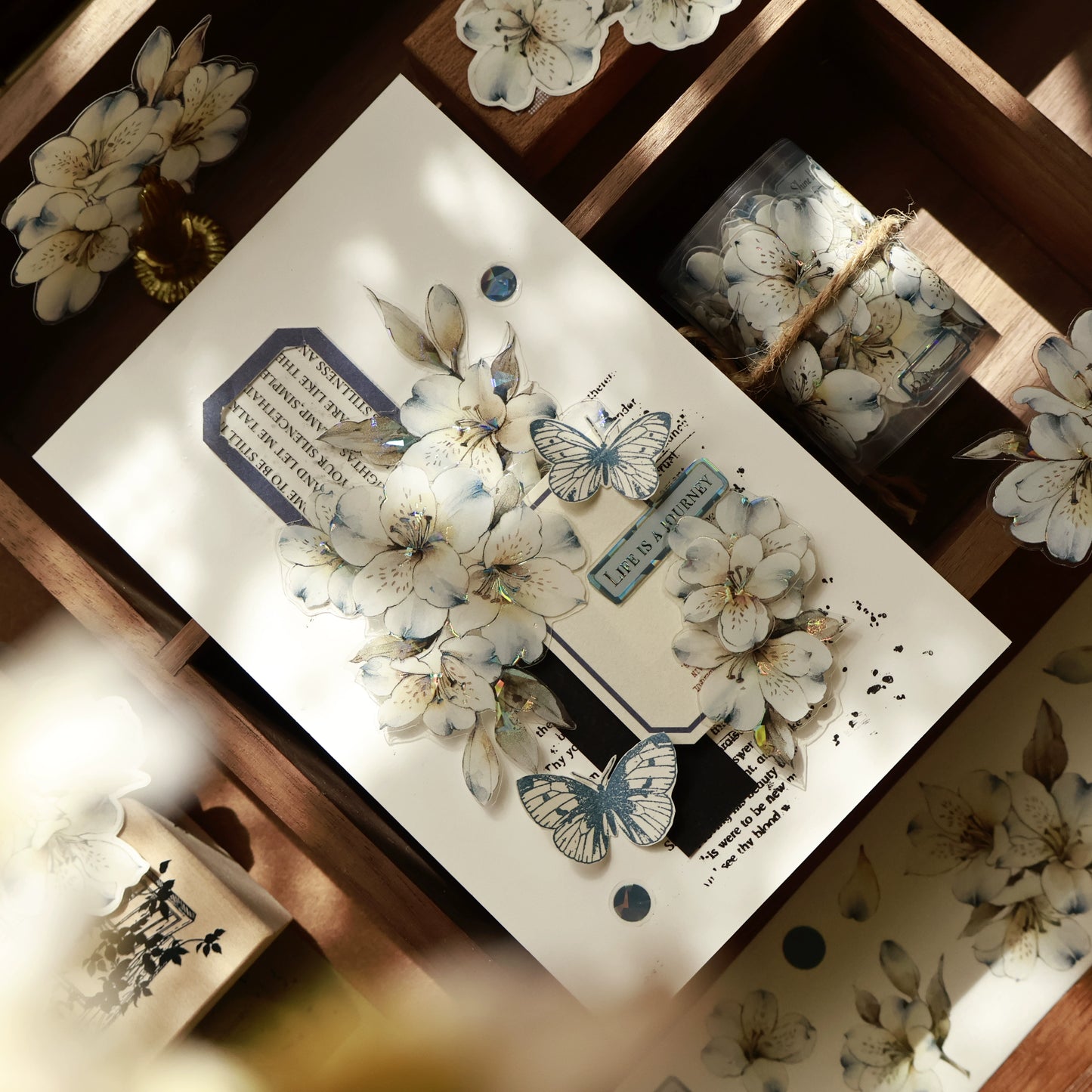 YiEr Vol15【Blue Island Sixth Beginning】Orginal Design Pre-cut Washi/Pet Floral Tape Light Retro Landscaping Stickers