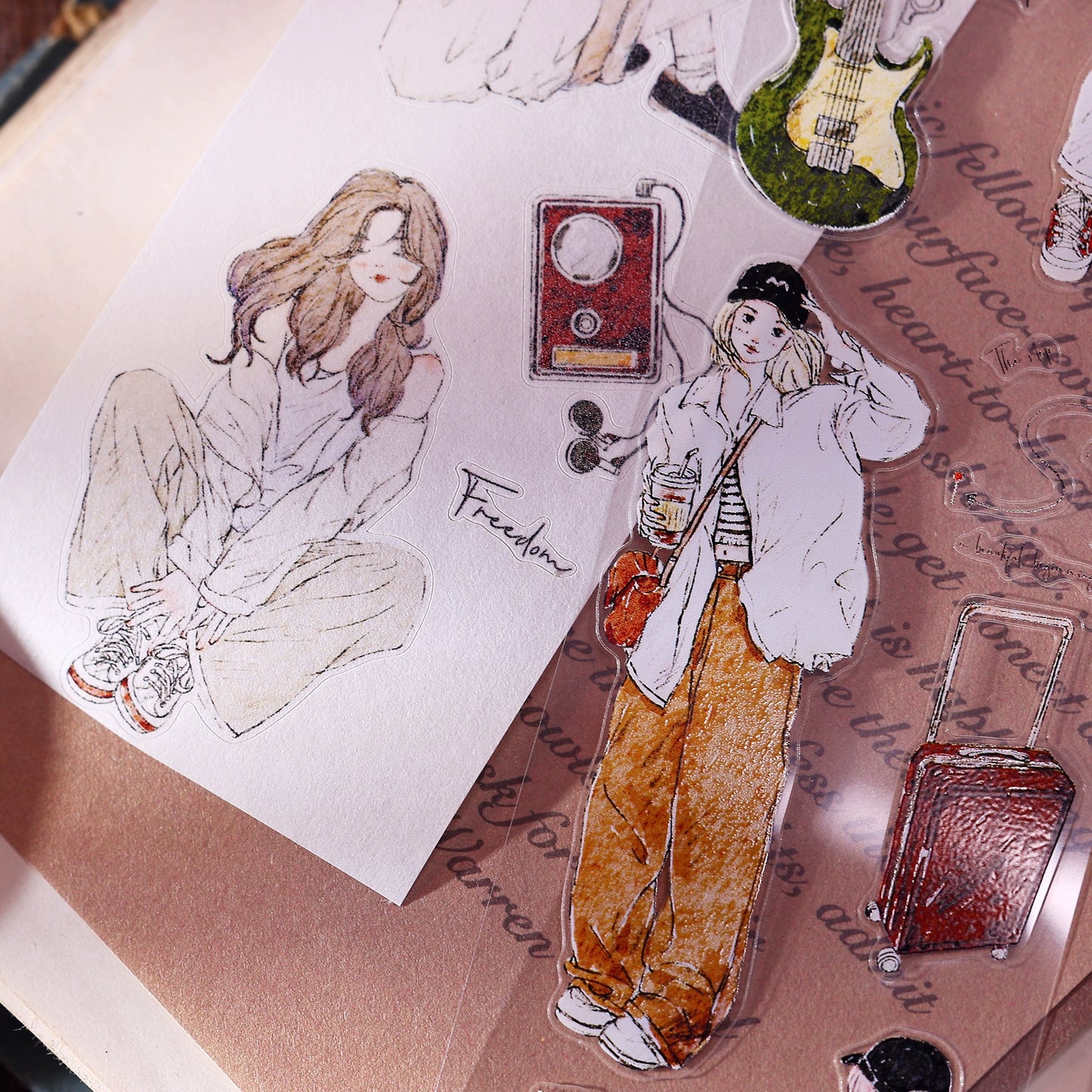 XiaoBaiJia Minimalist Style【Free Wind】Light Retro Orginal Design Washi Pet Tape Landscape Stickers