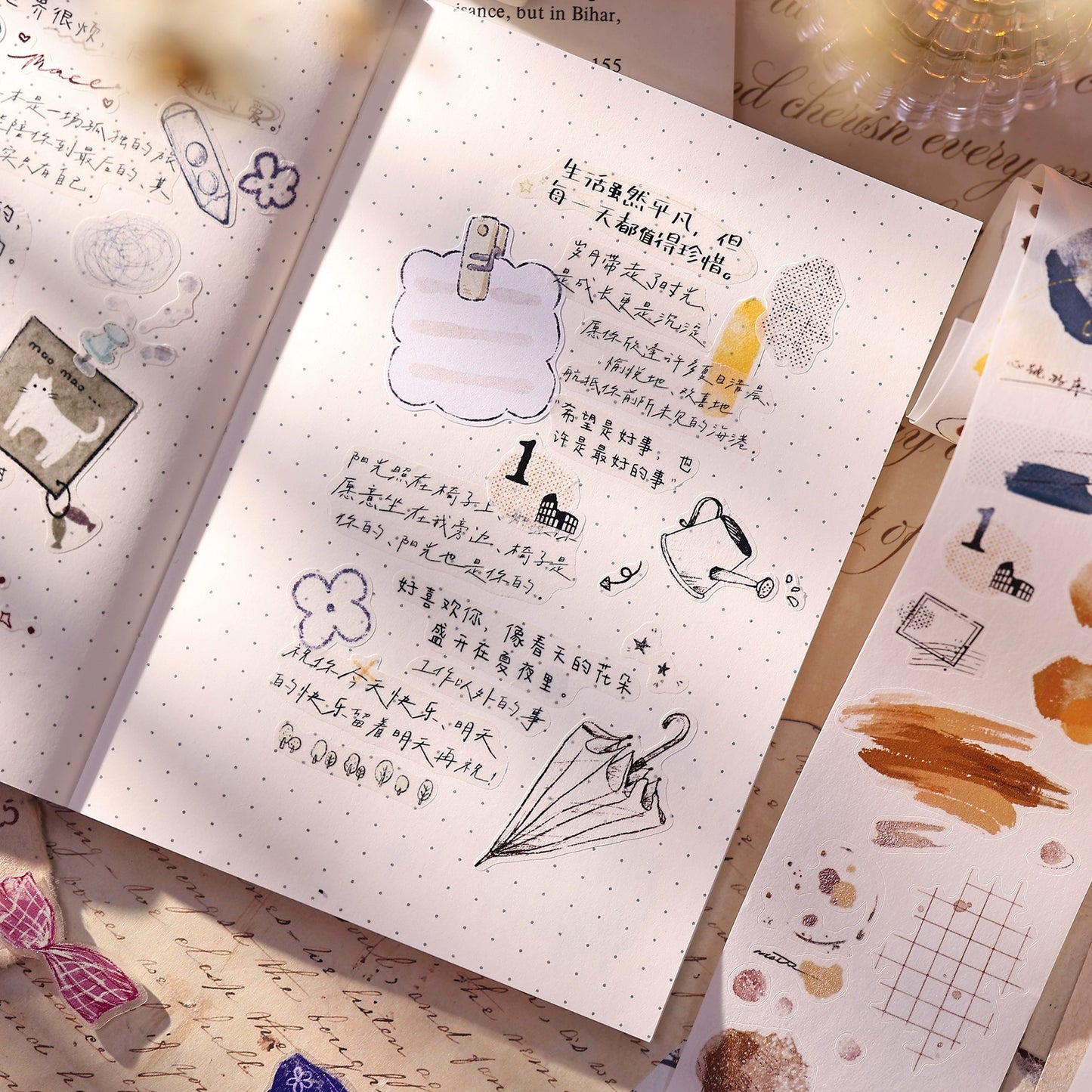 XiaoBaiJia Minimalist Style【Small Decoration】Light Retro Orginal Design Washi Pet Tape Landscape Stickers