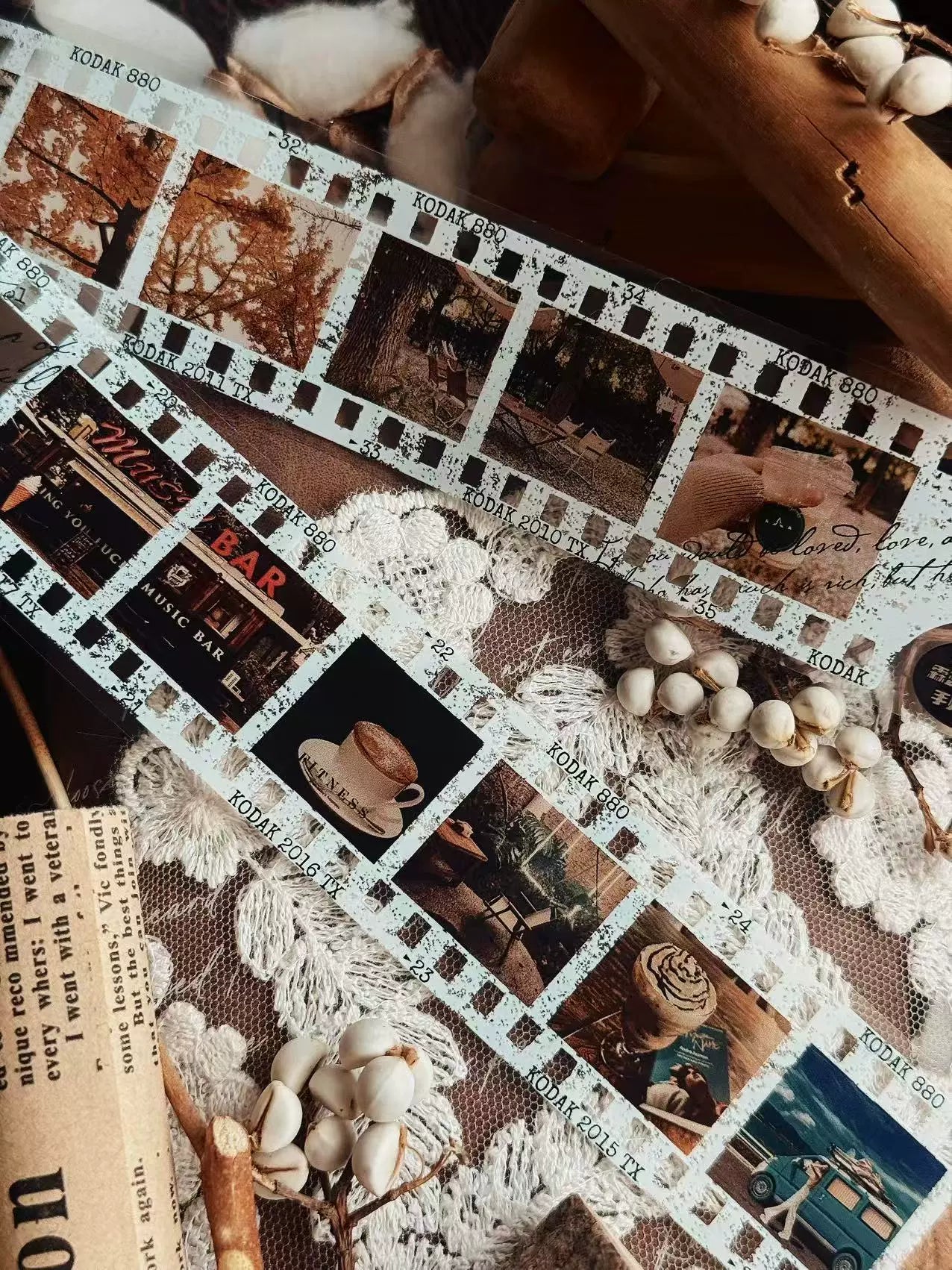 Linlanxi【Memories of Time】Original Washi/Pet Tape New Retro Life Old Film Series Decorative Tape Long Loop Full Roll