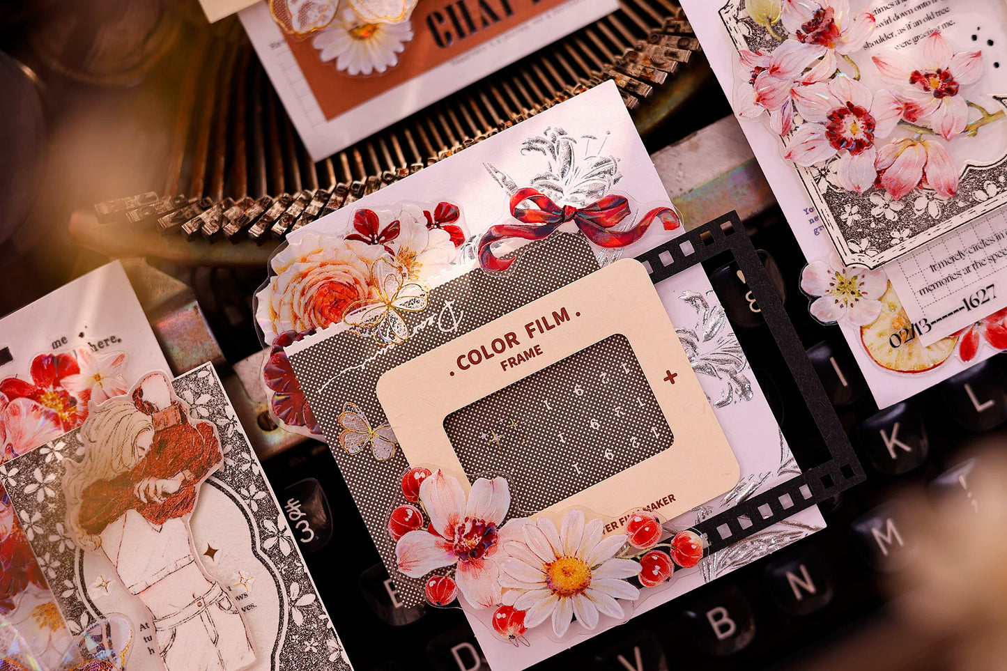 XiaoBaiJia Salt Series【Red Fruit Fragrance】Orginal Design Kiss-cut Washi/Pet Floral Tape Light Retro Landscaping Stickers