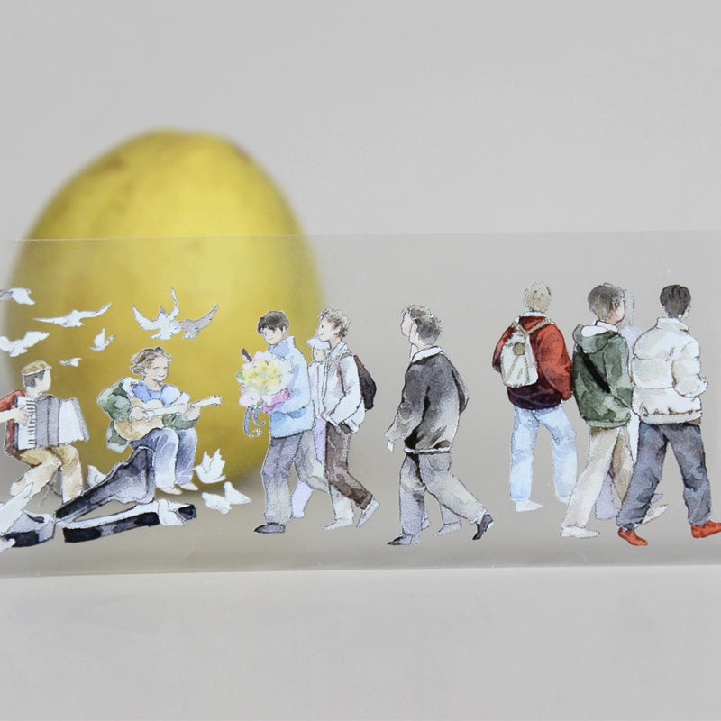 Moodtape【Passer-by&Summer Sea Street】Cute Character Original Washi Tape Stickers,for Scrapbook Supplies,Scrapbook Tape Stickers,Junk Journal Supplies