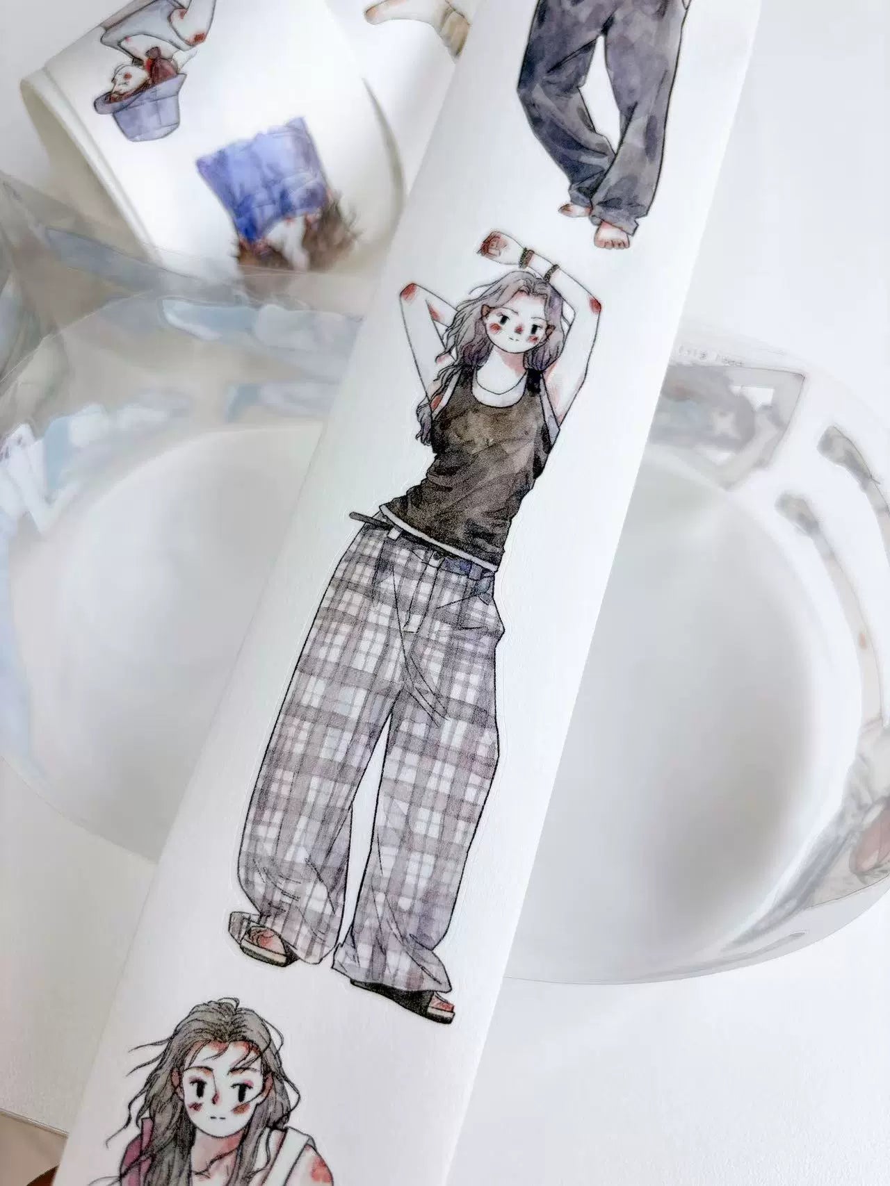 Kaixiaoxun Vol10 【Cool Girl】 Pre-Cut Long Loop Washi/Matte PET Tape for Scrapbook Supplies,Junk Journal Supplies