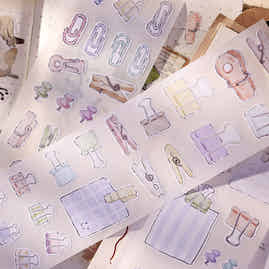 XiaoBaiJia Minimalist Style【Pinch Something】Clips Orginal Design Washi Pet Tape Landscape Stickers