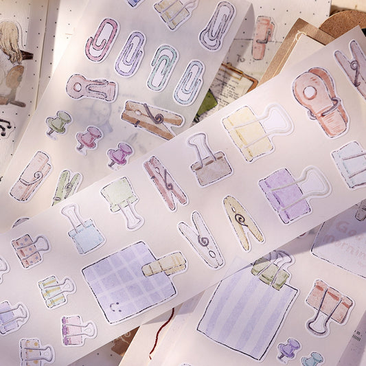 XiaoBaiJia Minimalist Style【Pinch Something】Clips Orginal Design Washi Pet Tape Landscape Stickers