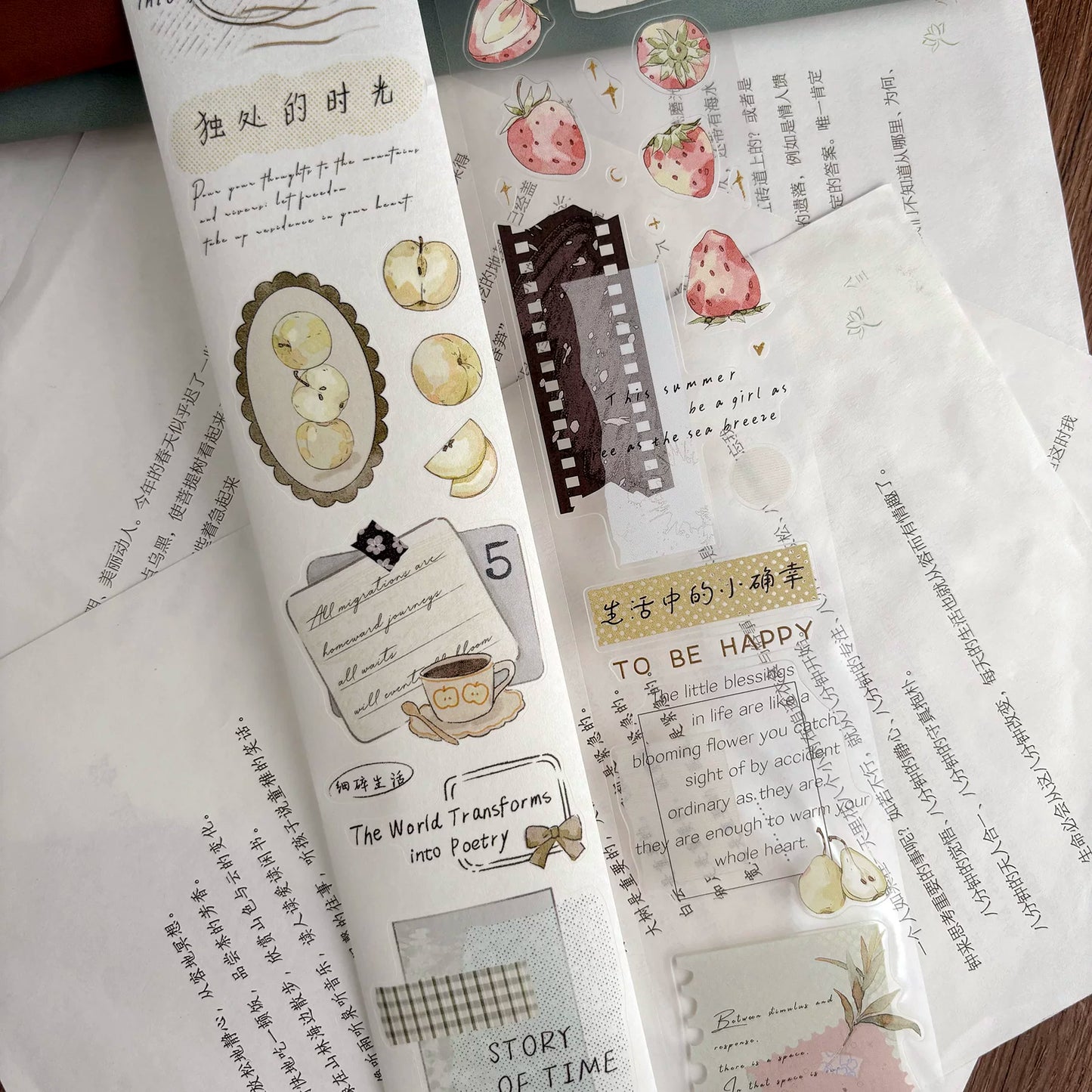ZiYuanSu【Delightful Weather and Beautiful Prospects】Background Text Scene Pre-cut Washi/PET Tape