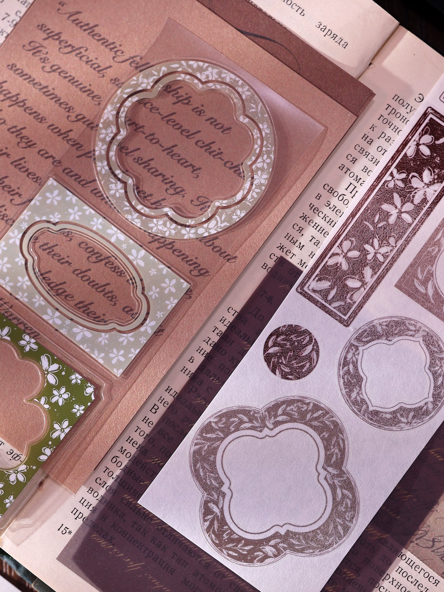 XiaoBaiJia【Flower Frame】Light Retro Orginal Design Washi Pet Tape Landscape Stickers