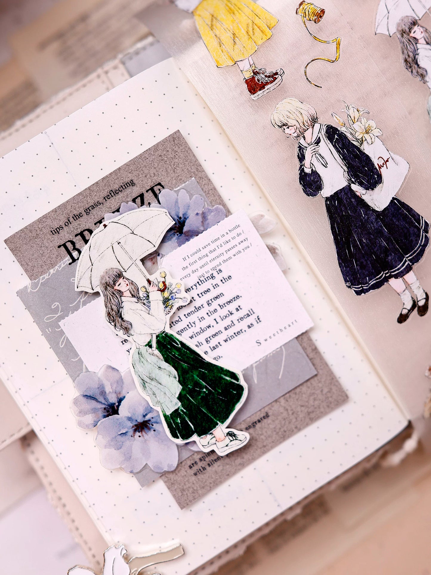 XiaoBaiJia Salt Series【Maiden Among the Flowers】Pre-cut Orginal Design Washi/Pet Tape Light Retro Stickers