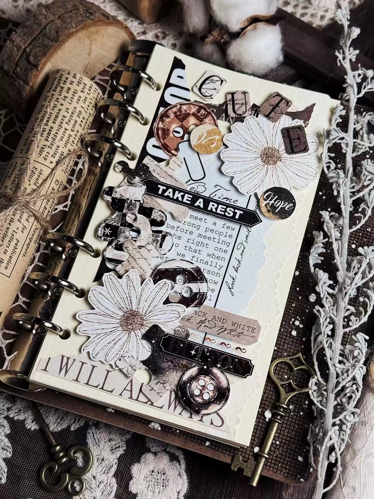 Linlanxi【Ancient Rhyme Paper Seal】Original Design Retro Broken Paper Bookkeeping Washi/Pet Tape