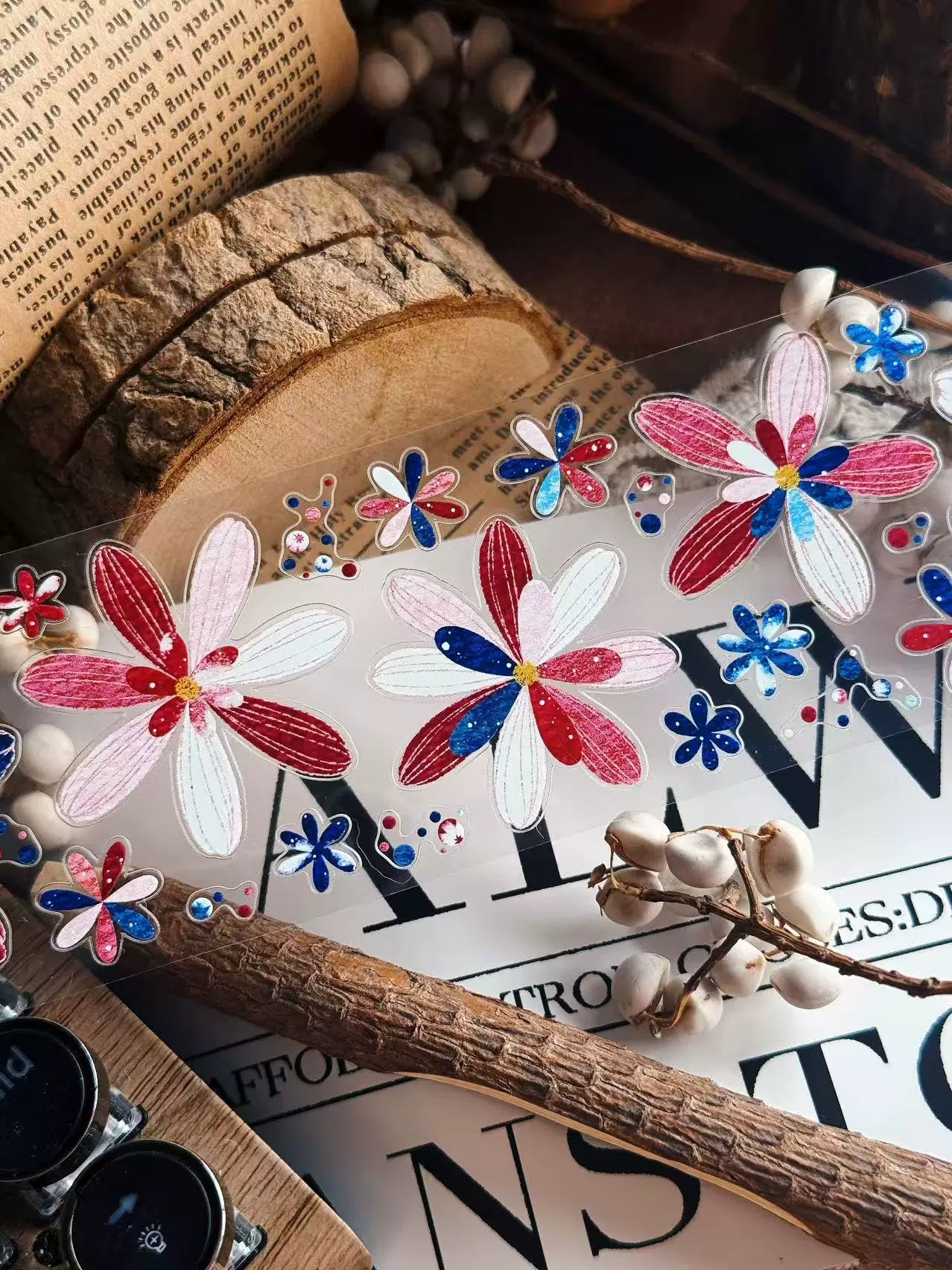 Linlanxi Vol14【Gelaier】【Blue Pink Dai】Original Design Retro Exquisite Vintage Decorative Washi/Pet Tape