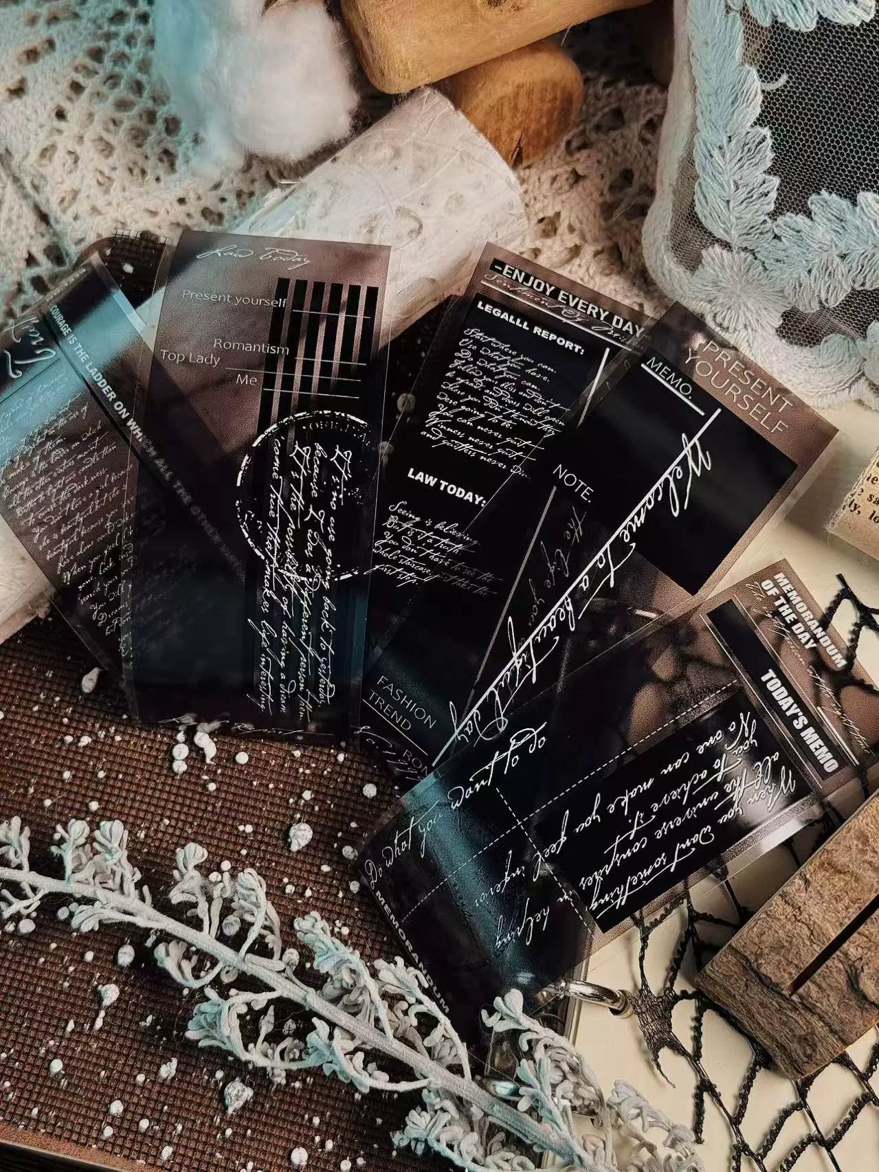 Linlanxi【Plain Semi Transparent Sticky Notes】Original Design Black and White Half Transparent Memo Washi/Pet Tape