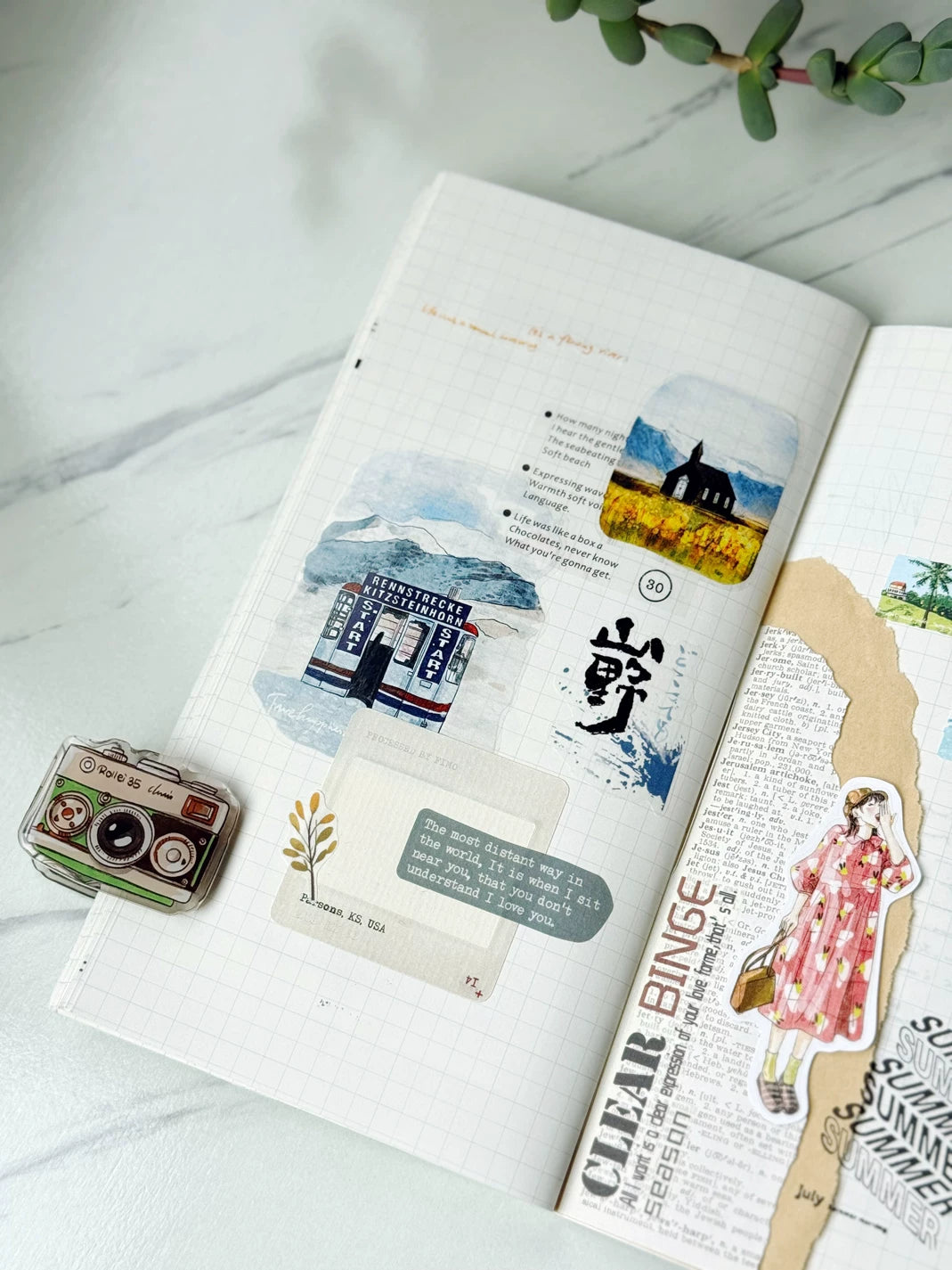 Wait Studio【Pick up Light Themed Scenery】Pre-cut Light Retro Washi/PET Tape