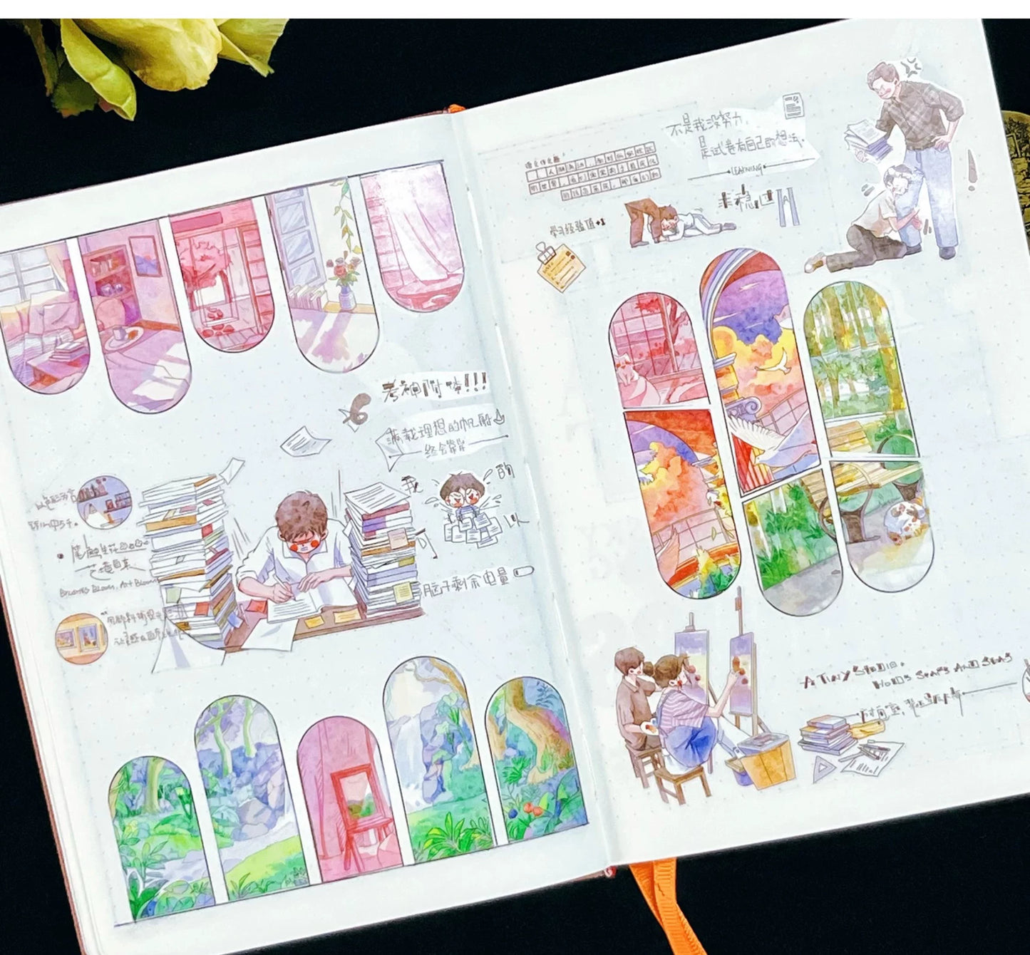 XingXing【Little Bliss】 Pre-cut Salt Based Warm Healing Scene Washi/PET Tape