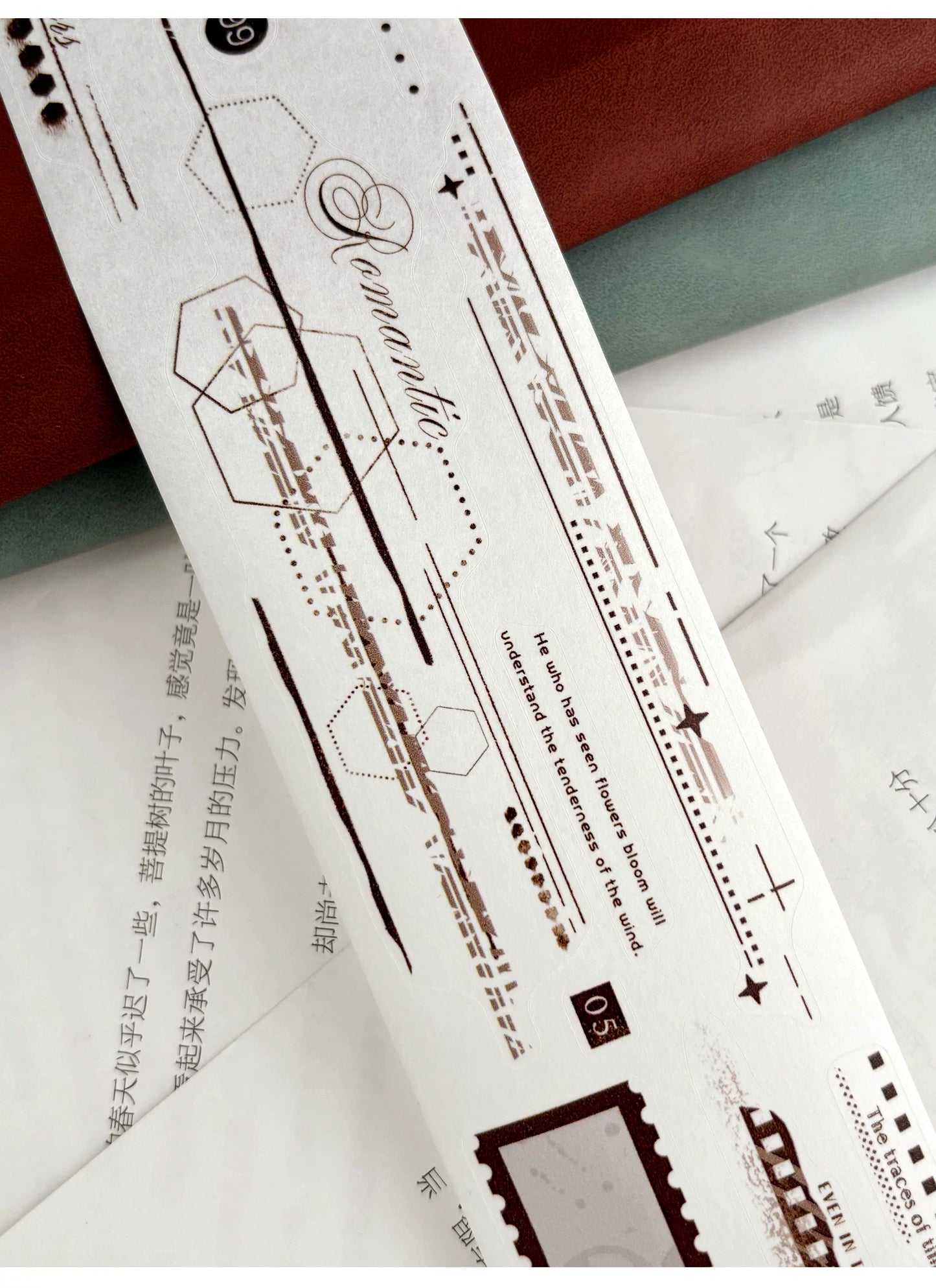 ZiYuanSu【Old Imprint】Background Line Grid Text Pre-cut Washi/PET Tape