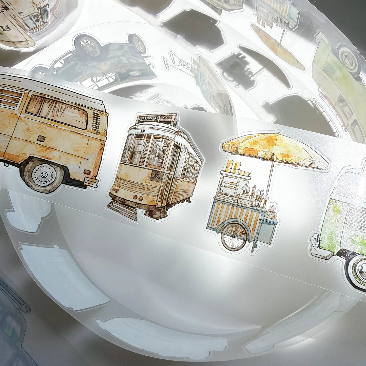 Kaixiaoxun Vol13【Car】 Pre-Cut Long Loop Washi/Matte PET Tape for Scrapbook Supplies,Junk Journal Supplies