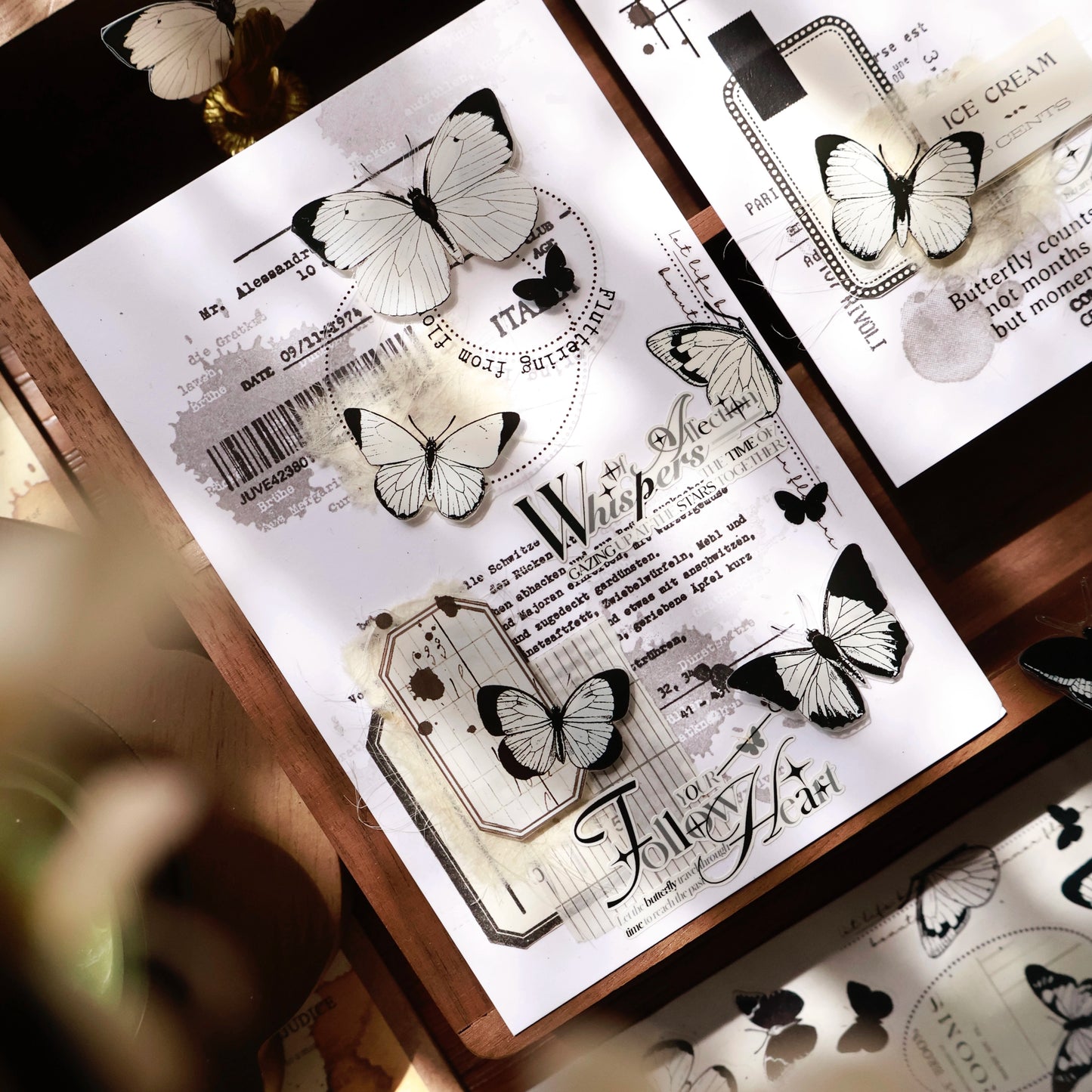 YiEr Vol15【Butterfly Habitat】Orginal Design Pre-cut Washi/Pet Floral Tape Light Retro Landscaping Stickers