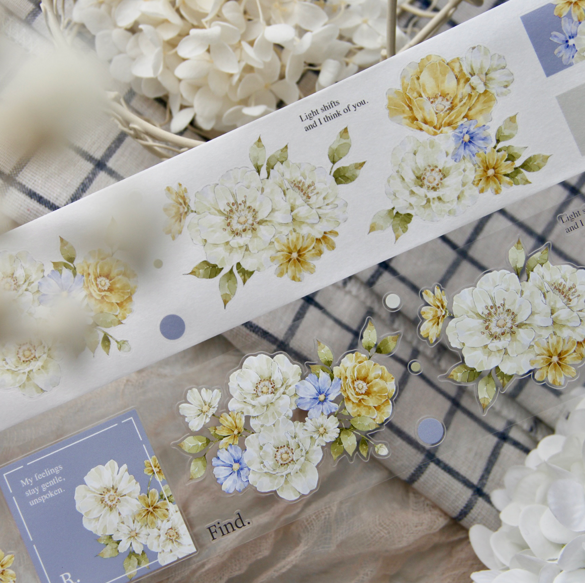 TianCheng-Vol8【Blooming Rose】Floral Washi PET Tape,for Scrapbook Supplies,Scrapbook Tape Stickers,Junk Journal Supplies