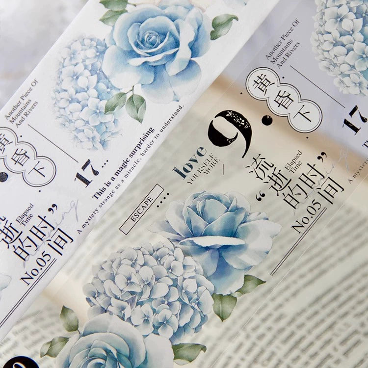 TianCheng-Vol3【Old Dream in the Garden】Floral  and Text Washi/PET Tape,for Scrapbook Supplies,Scrapbook Tape Stickers,Junk Journal Supplies