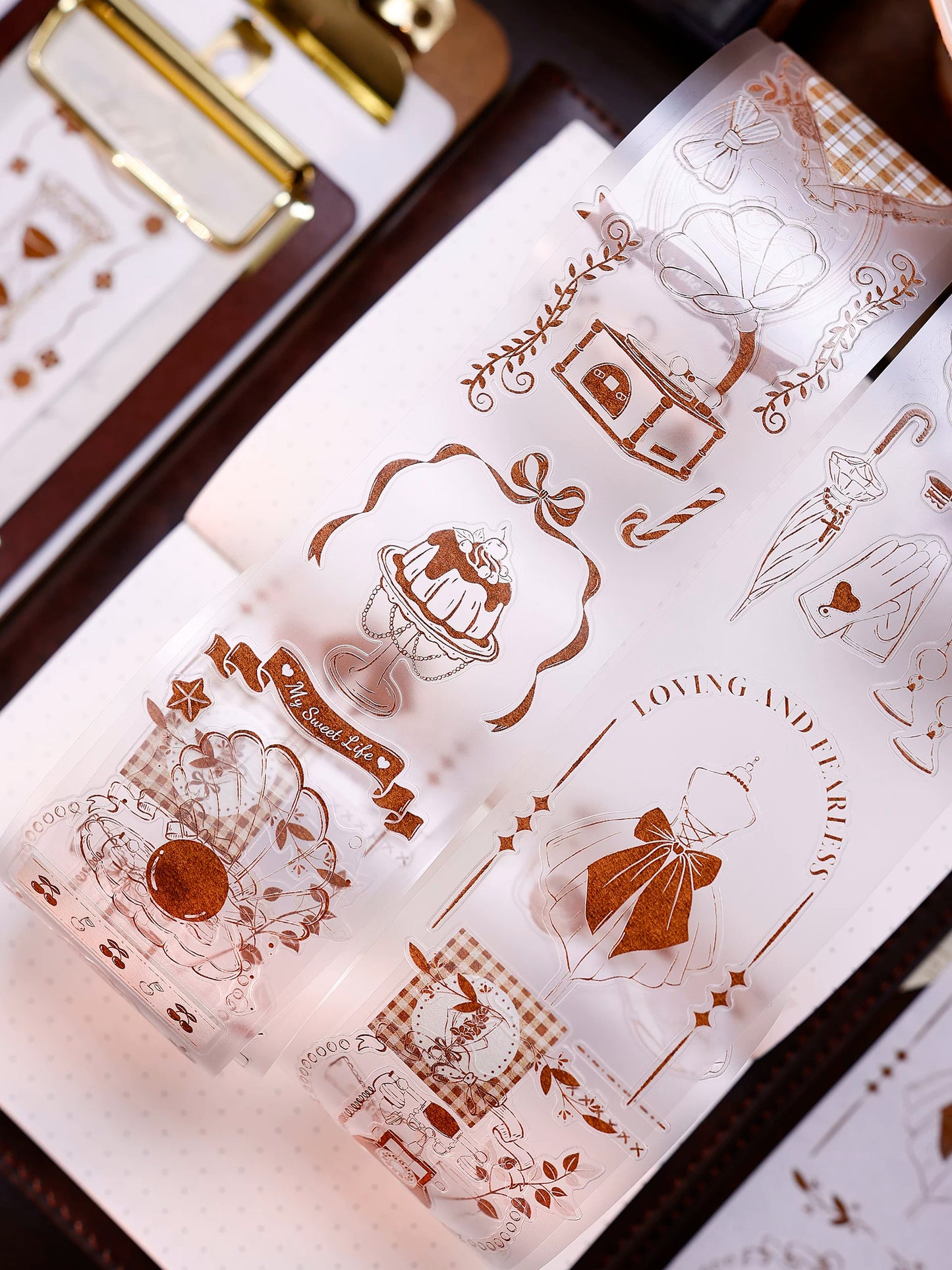 XiaoBaiJia Salt Series【Caramel Collection】Pre-cut Orginal Design Vintage Small Decorative Frame Washi/Pet Tape Light Retro Stickers
