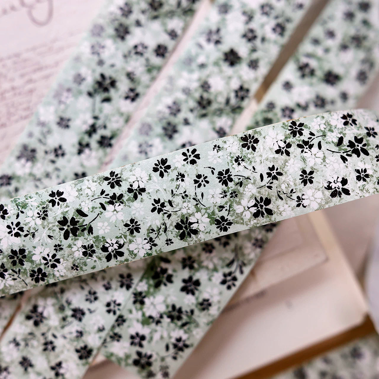 XiaoBaiJia Salt Series【Green Mist Flower Message / Brown Tea Flower Shadow】Pre-cut Orginal Design Washi/Pet Tape Light Retro Stickers