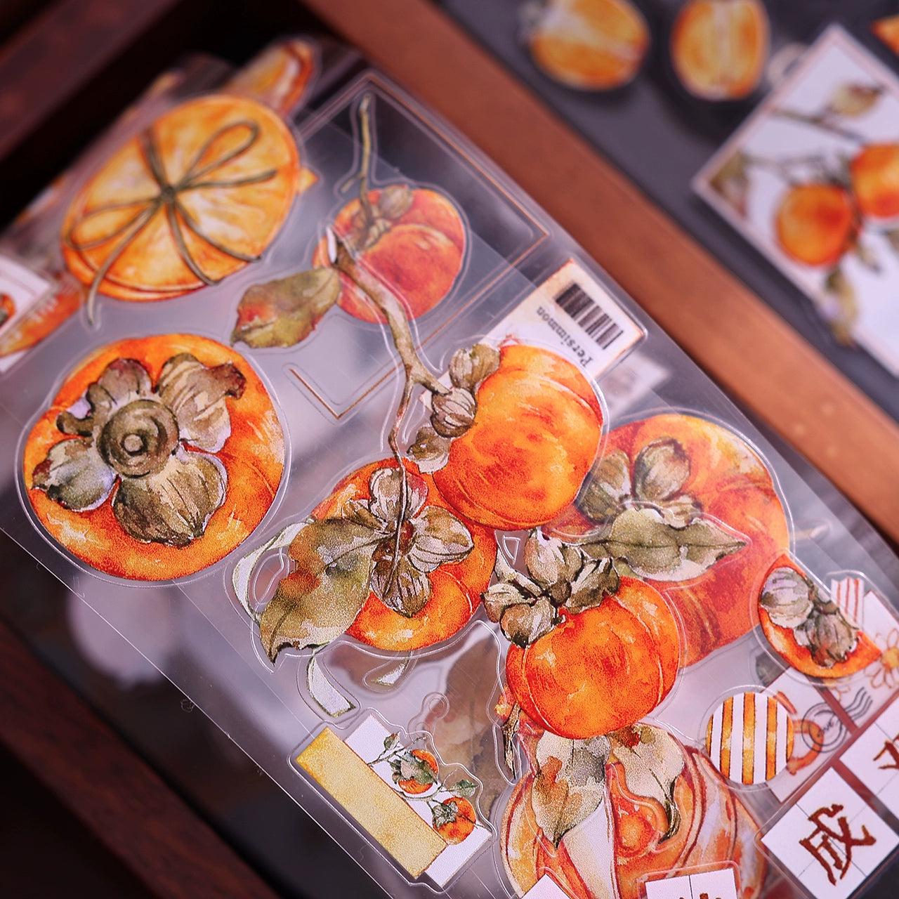 XiaoBaiJia【Winter Persimmon】Light Retro Orginal Design Washi Pet Tape Landscape Stickers