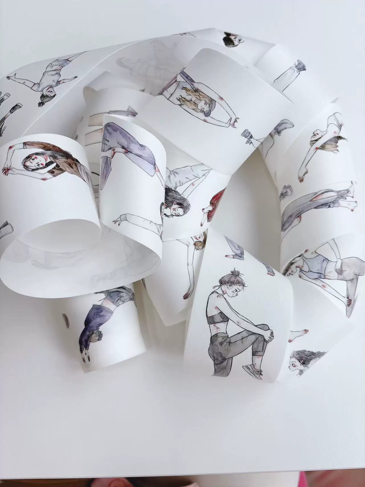 Kaixiaoxun Vol10【Graceful】 Pre-Cut Long Loop Washi/Matte PET Tape for Scrapbook Supplies,Junk Journal Supplies