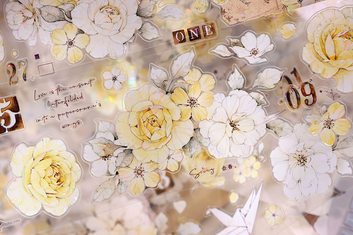 XiaoBaiJia【Yellow Rose】Light Retro Orginal Design Washi Pet Tape Landscape Stickers