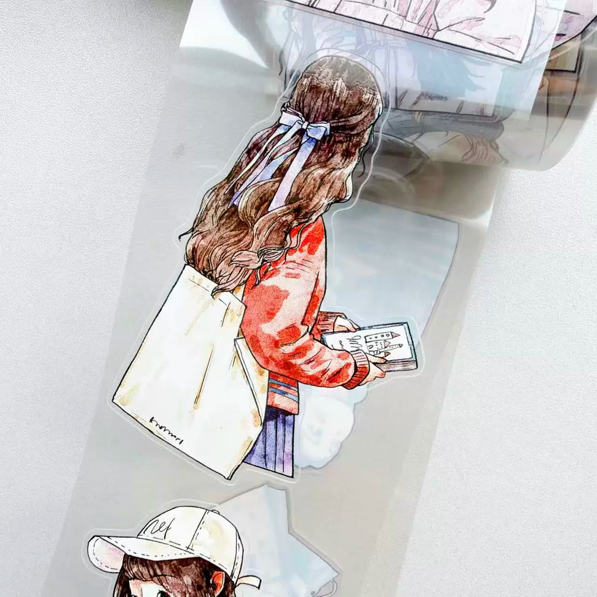 Kaixiaoxun Vol14【Small Avatar】 Pre-Cut Long Loop Washi/Matte PET Tape for Scrapbook Supplies,Junk Journal Supplies