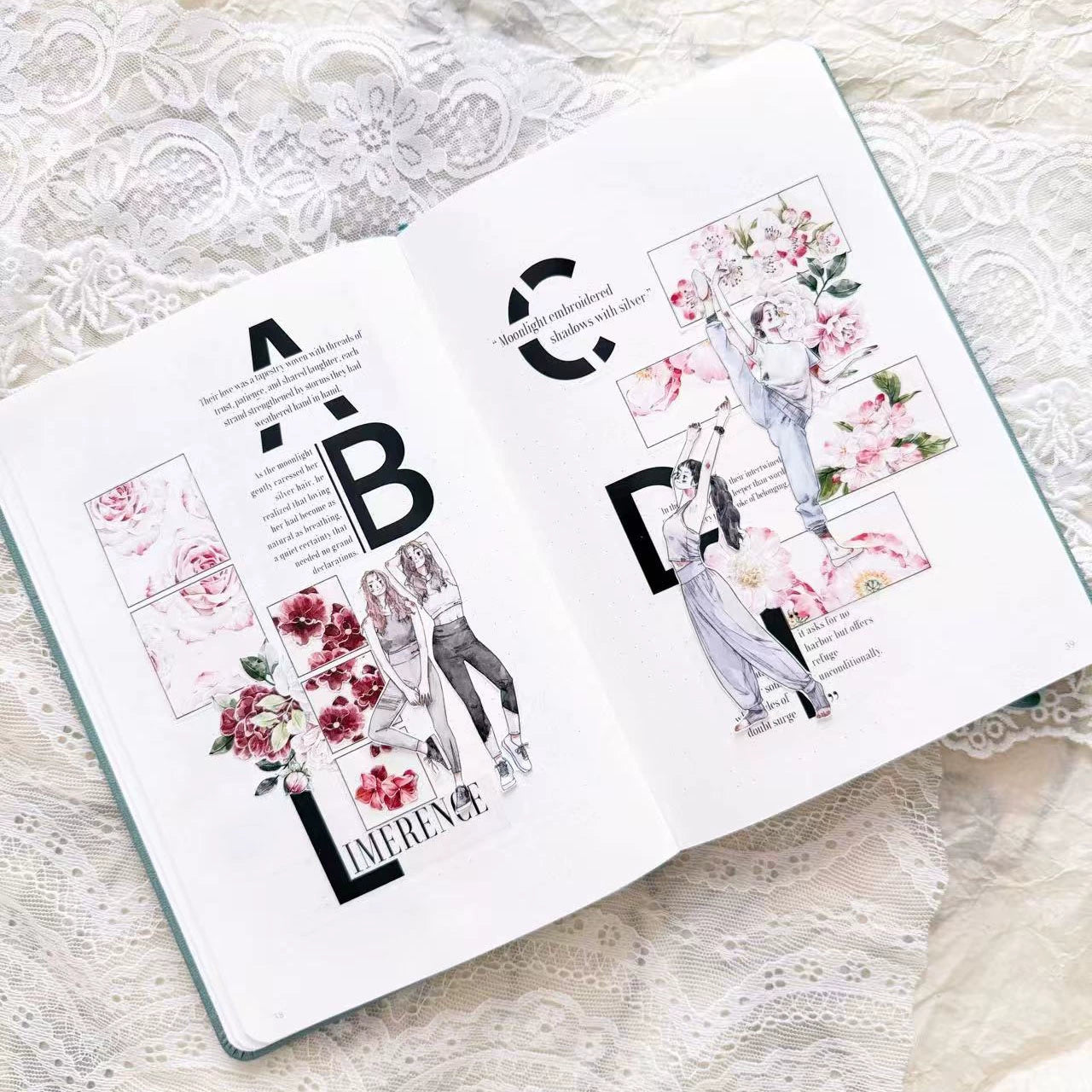 Kaixiaoxun Vol10【Graceful】 Pre-Cut Long Loop Washi/Matte PET Tape for Scrapbook Supplies,Junk Journal Supplies