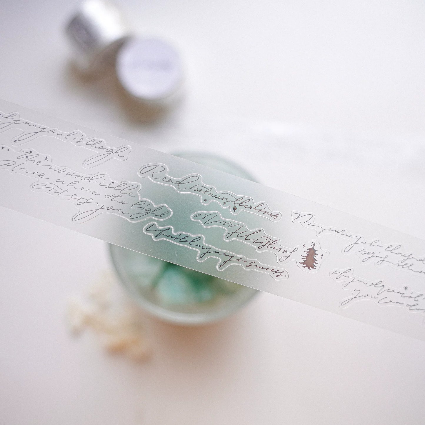 Yuanzi-Jennyuanzi【Epistle】Pre-cut English Text Hot Silver Washi PET Tape