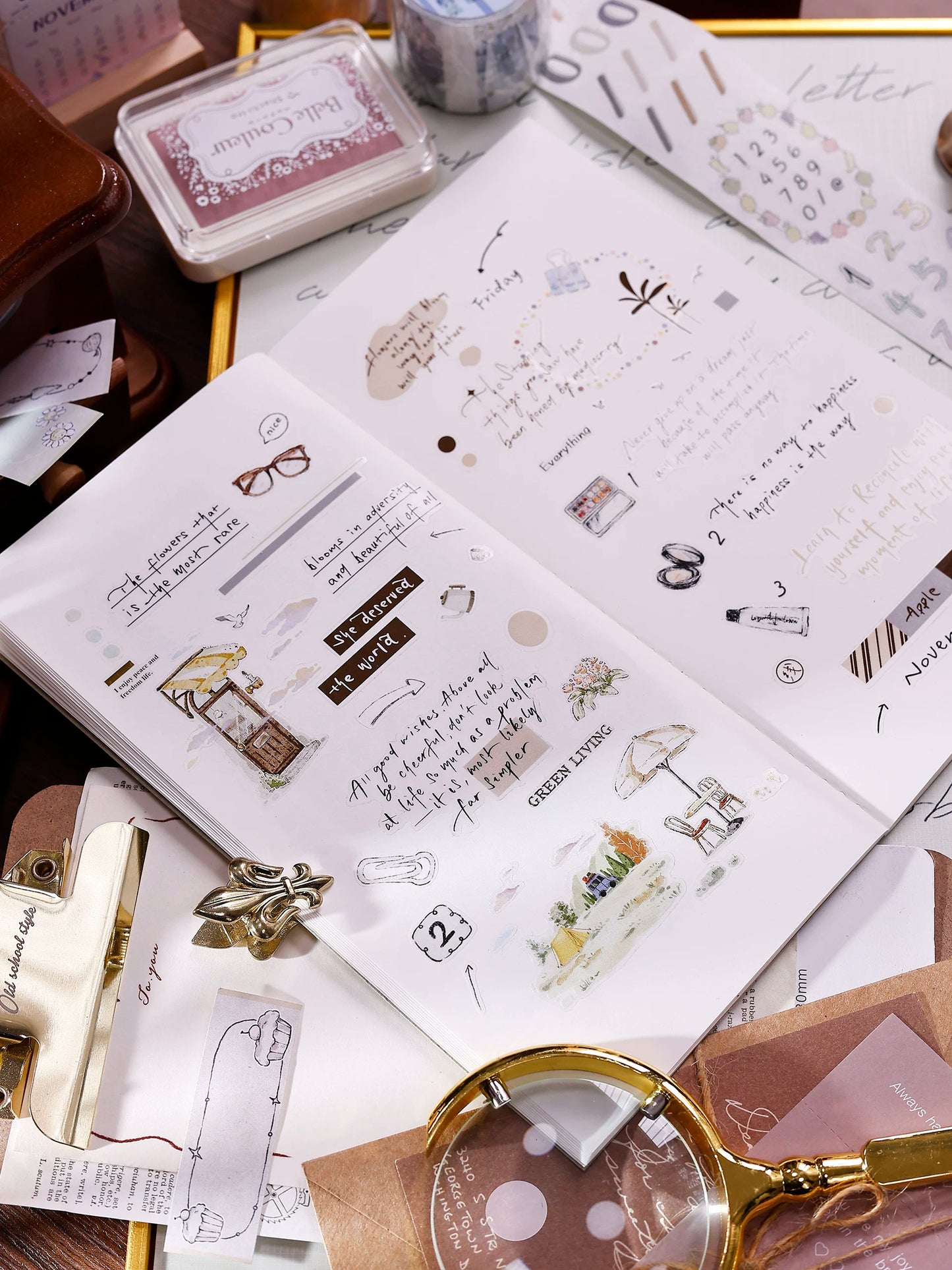 XiaoBaiJia Salt Series【Plain and Delicate】Pre-cut Orginal Design Washi/Pet Tape Light Retro Stickers