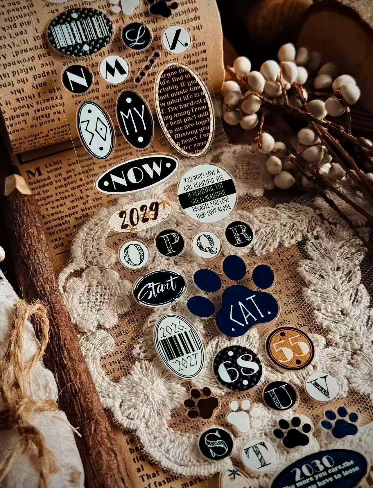 Linlanxi Vol14【Circular Label Set】Original Design Retro Exquisite Vintage Decorative Washi/Pet Tape