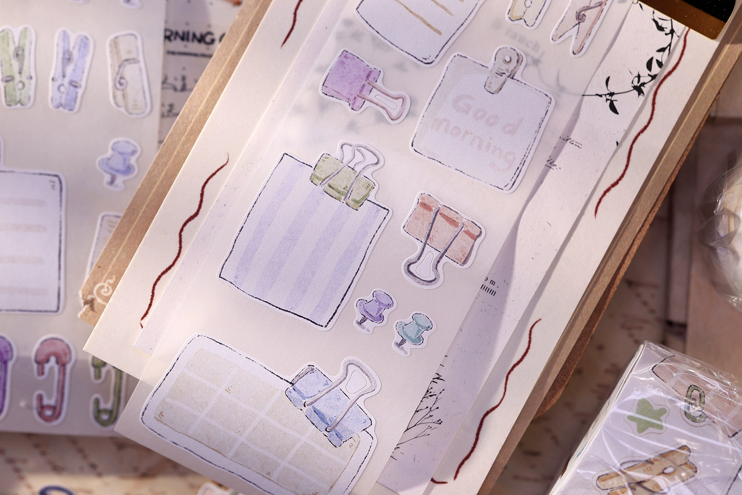 XiaoBaiJia Minimalist Style【Pinch Something】Clips Orginal Design Washi Pet Tape Landscape Stickers