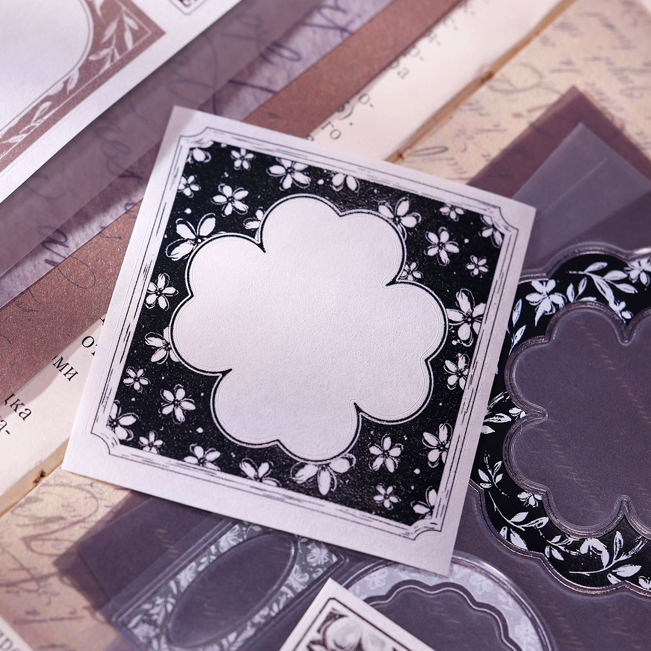 XiaoBaiJia【Flower Frame】Light Retro Orginal Design Washi Pet Tape Landscape Stickers