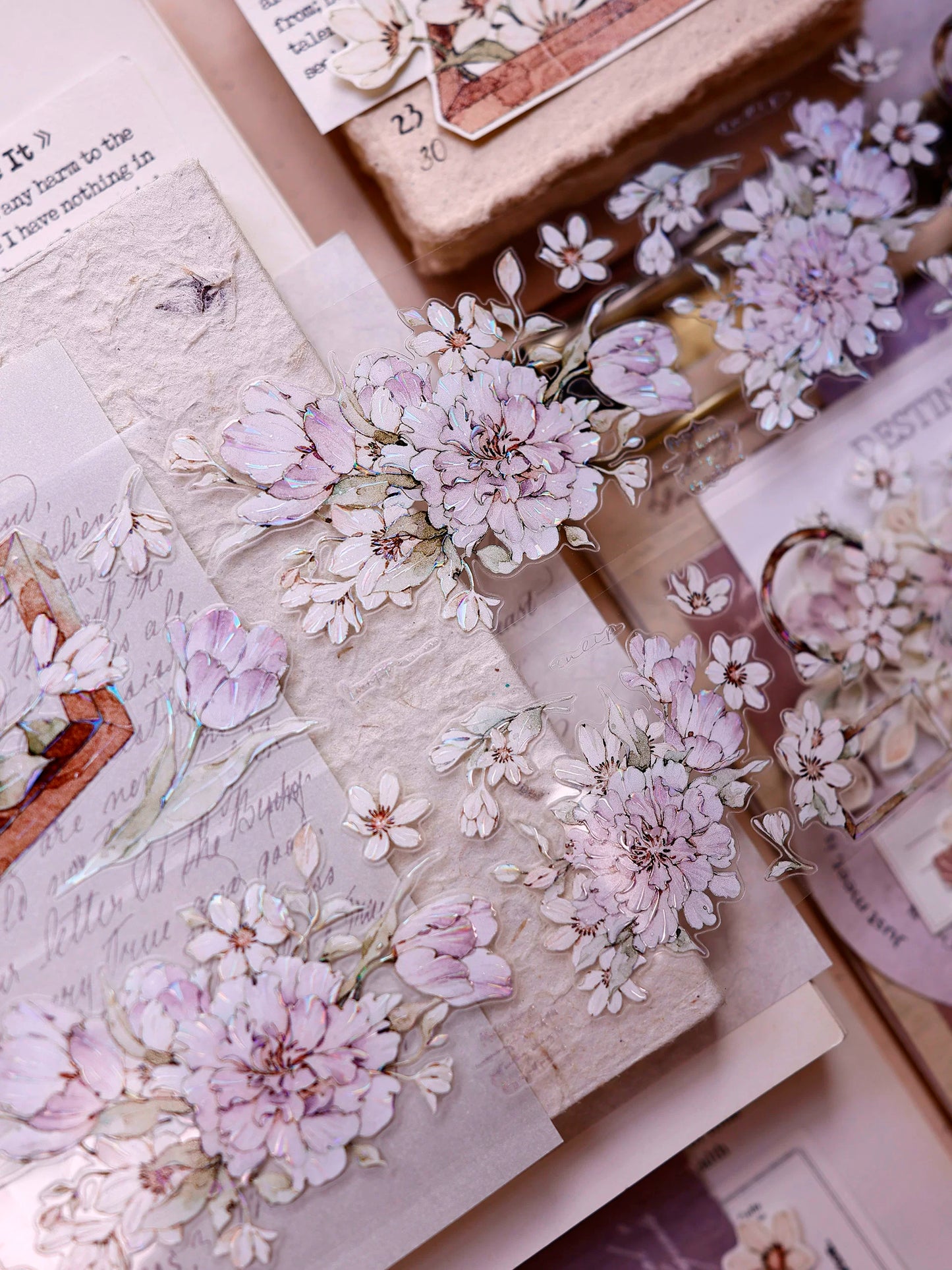 XiaoBaiJia Salt Series【Smoky Purple】Pre-cut Orginal Design Washi/Pet Tape Light Retro Stickers