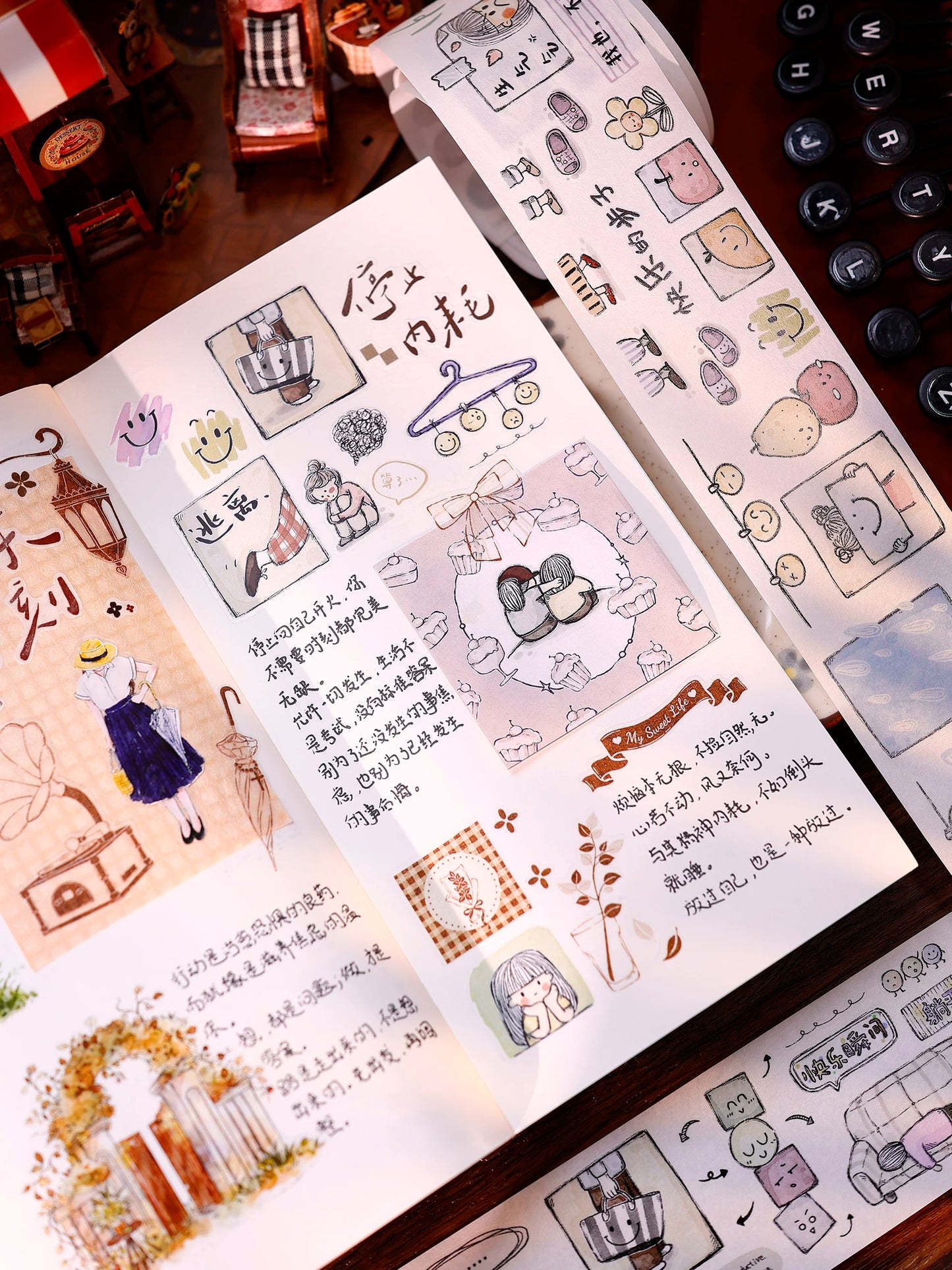 XiaoBaiJia Salt Series【Small Emotions】Pre-cut Orginal Design Vintage Text Washi/Pet Tape Light Retro Stickers