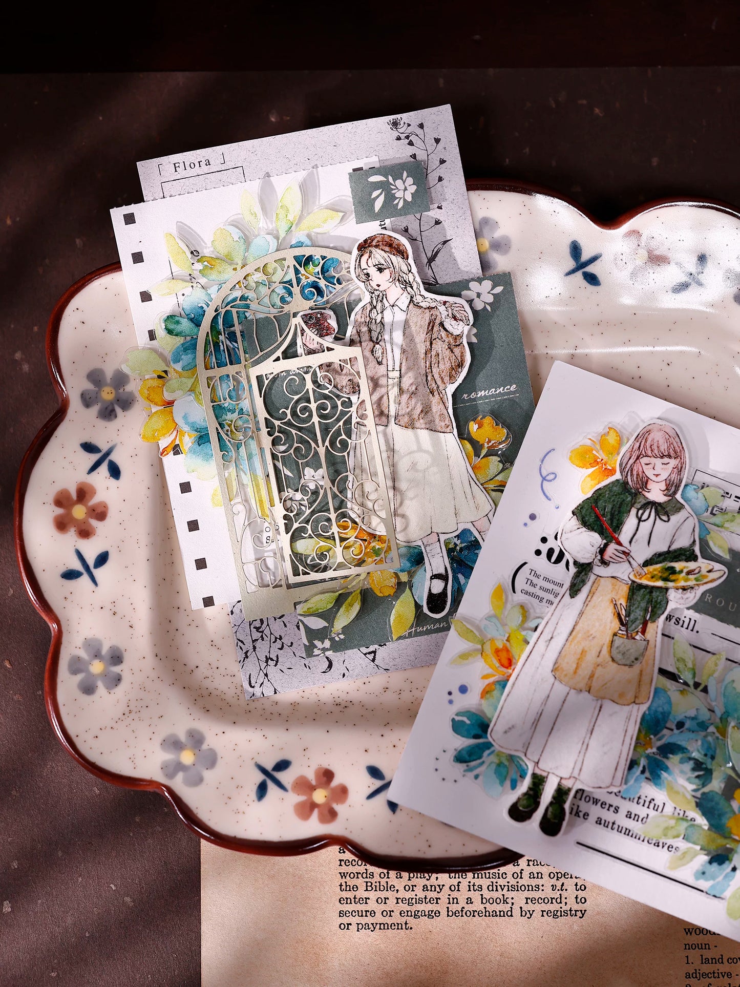 XiaoBaiJia Salt Series【Poetic Girl】Pre-cut Orginal Design Washi Pet Tape Light Retro Stickers
