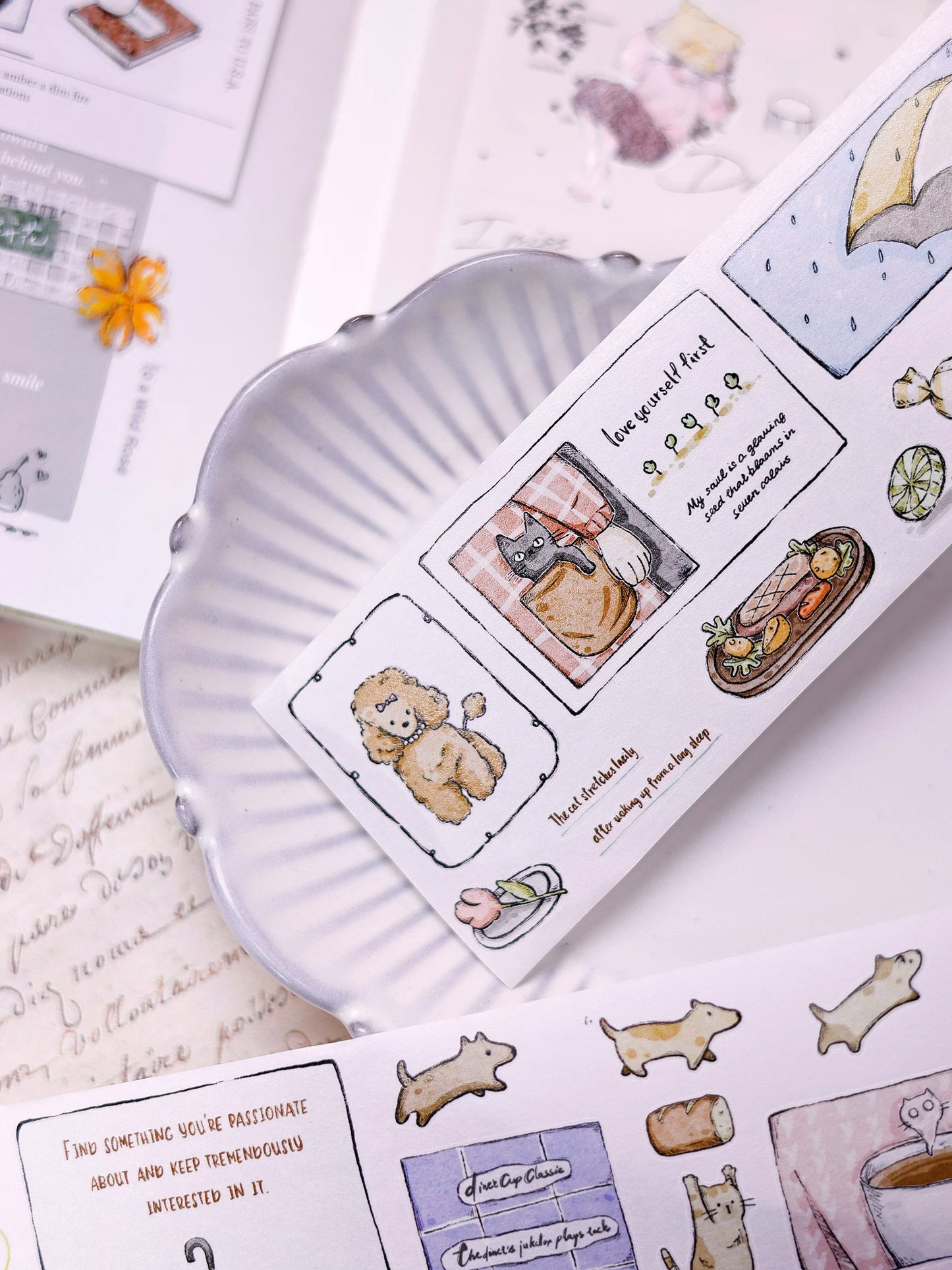 XiaoBaiJia Salt Series【Friend's Diary】Orginal Design Washi/Pet Dog and Cat Tape Light Retro Landscaping Stickers