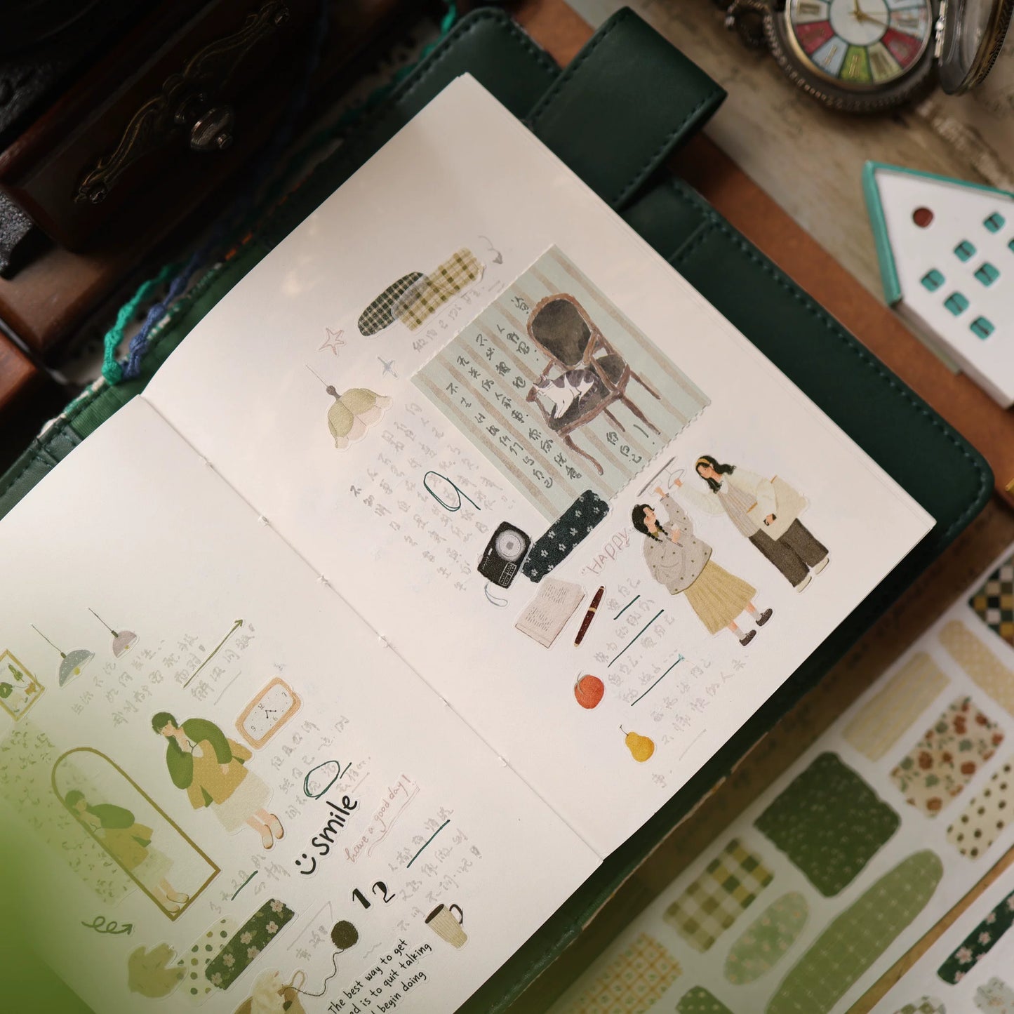 YiEr Vol17【Patchwork Floral】Kiss-cut Light Retro Floral Washi Tape and PET Stickers