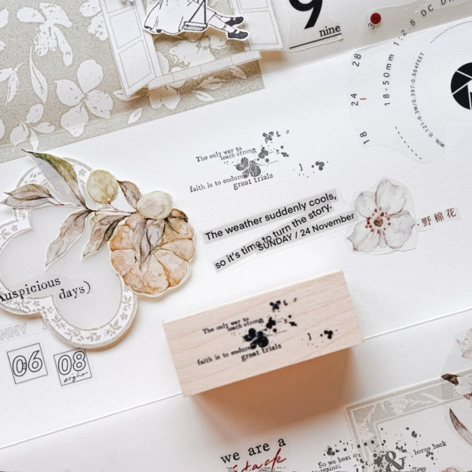 Yuanzi Vol7【Text Primer Series】Upgraded Rubber Retro Maple Stamp for Washi Tape
