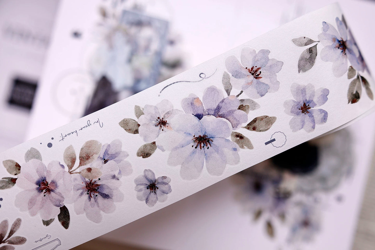 XiaoBaiJia Salt Series【Fog Blue Dense Branches】Pre-cut Orginal Design Washi/Pet Tape Light Retro Stickers