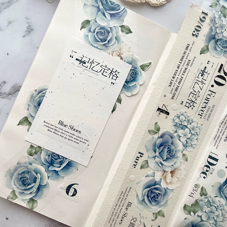 TianCheng-Vol3【Old Dream in the Garden】Floral  and Text Washi/PET Tape,for Scrapbook Supplies,Scrapbook Tape Stickers,Junk Journal Supplies