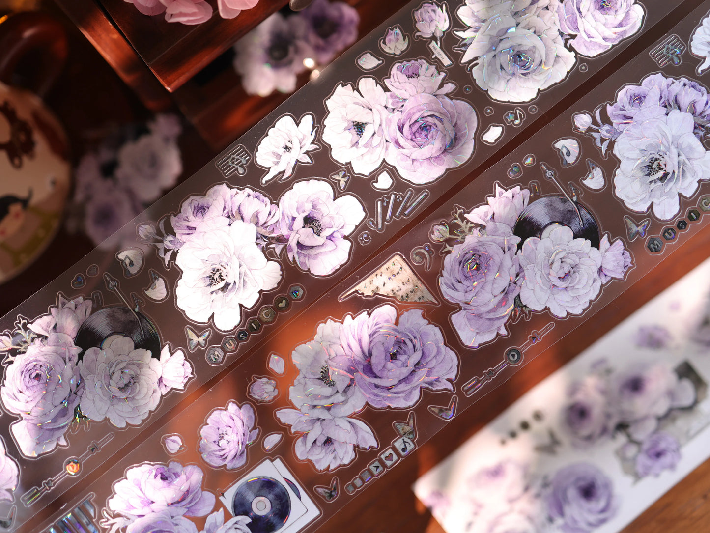 YiEr Vol17【Purple Echo】Kiss-cut Floral Washi Tape and PET Stickers