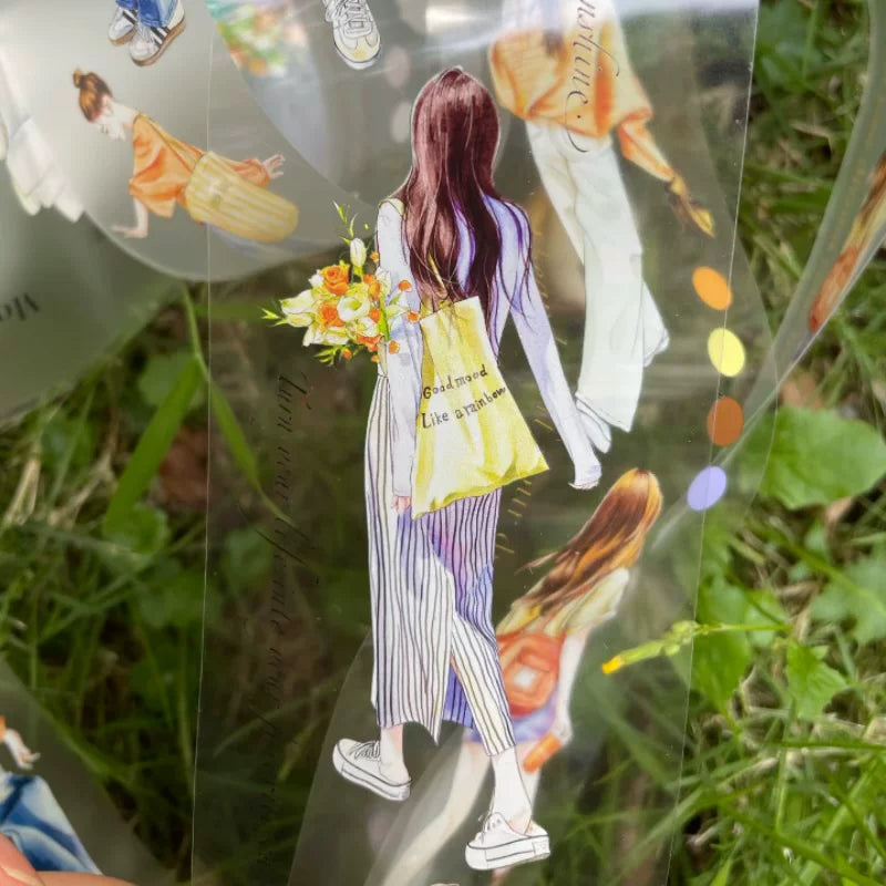 ZaoZao Vol1【Meet】Original Design Kiss-Cut Washi PET Tape Stickers,for Scrapbook Supplies,Journaling,Junk Journal,Bullet Journal,Planner Stickers