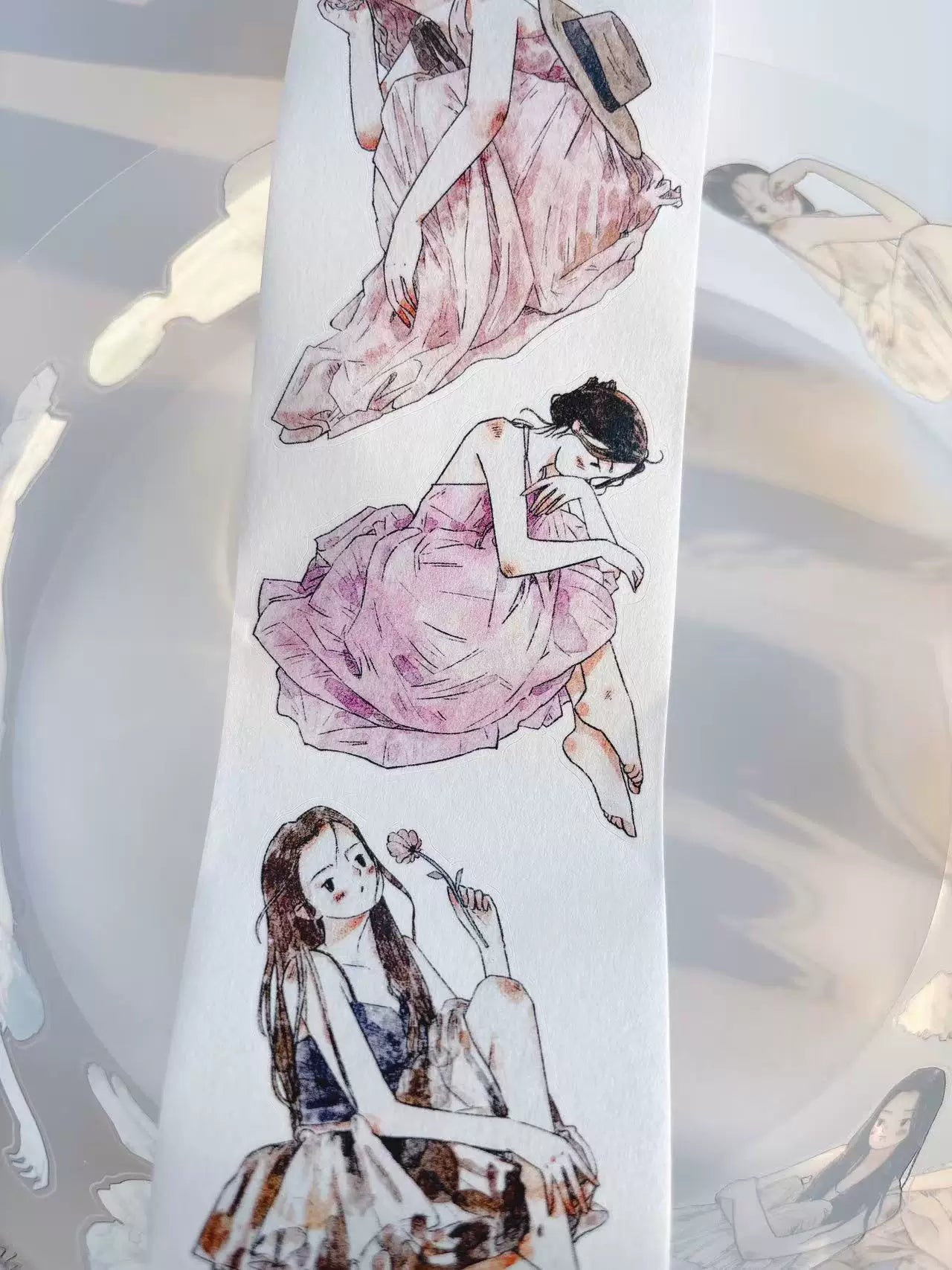 Kaixiaoxun Vol11【Light Skirt Pick Up】 Pre-Cut Long Loop Washi/Matte PET Tape for Scrapbook Supplies,Junk Journal Supplies