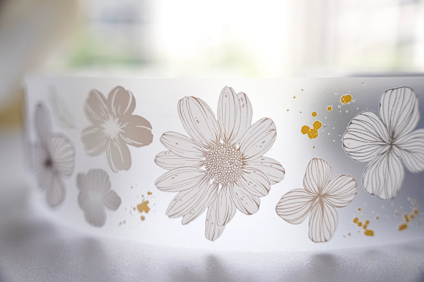 YuanZi Vol7【QiuMo】Orginal Design Washi/Pet Tape Light Retro Flowers Stickers,for Scrapbook Supplies,Scrapbook Tape Stickers,Junk Journal Supplies