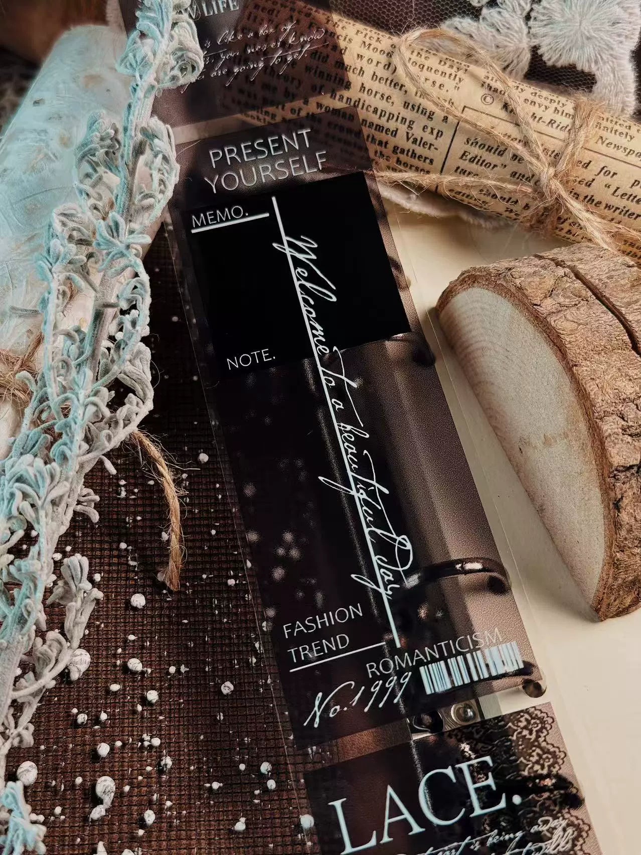 Linlanxi【Plain Semi Transparent Sticky Notes】Original Design Black and White Half Transparent Memo Washi/Pet Tape