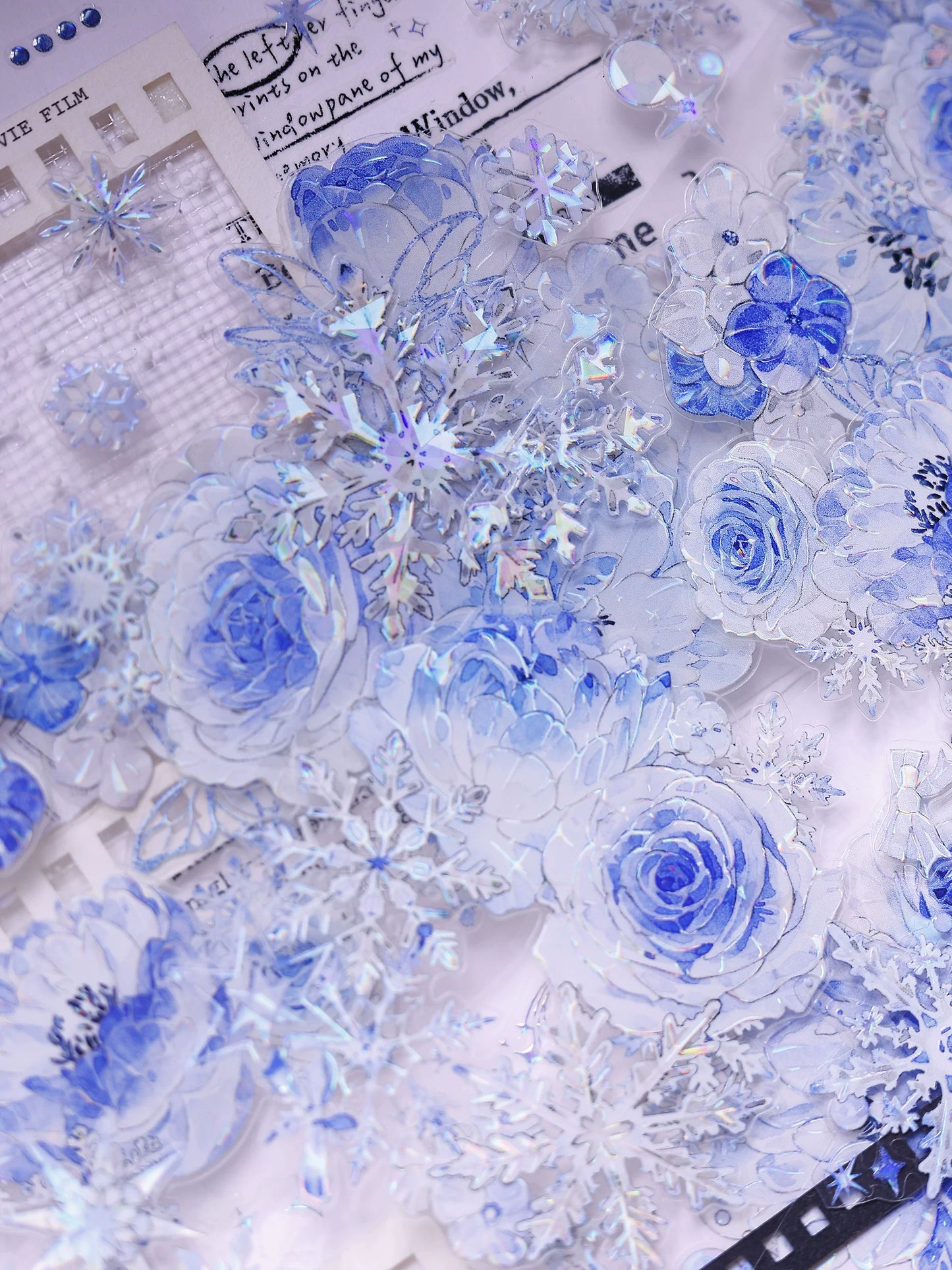 XiaoBaiJia Salt Series【Yingxue Blue】Orginal Design Kiss-cut Washi/Pet Tape Light Retro Fresh Snowflakes Stickers