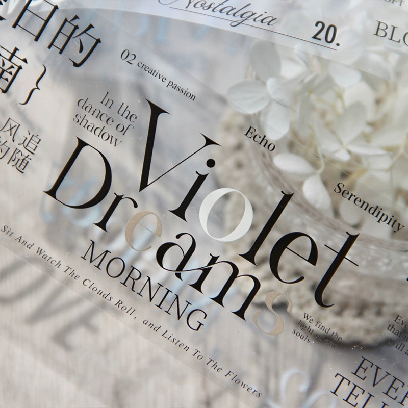 TianCheng-Vol5【Spring and Summer】English Text PET Tape,for Scrapbook Supplies,Scrapbook Tape Stickers,Junk Journal Supplies