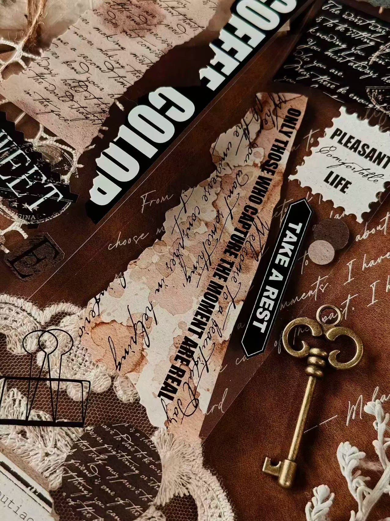 Linlanxi【Ancient Rhyme Paper Seal】Original Design Retro Broken Paper Bookkeeping Washi/Pet Tape